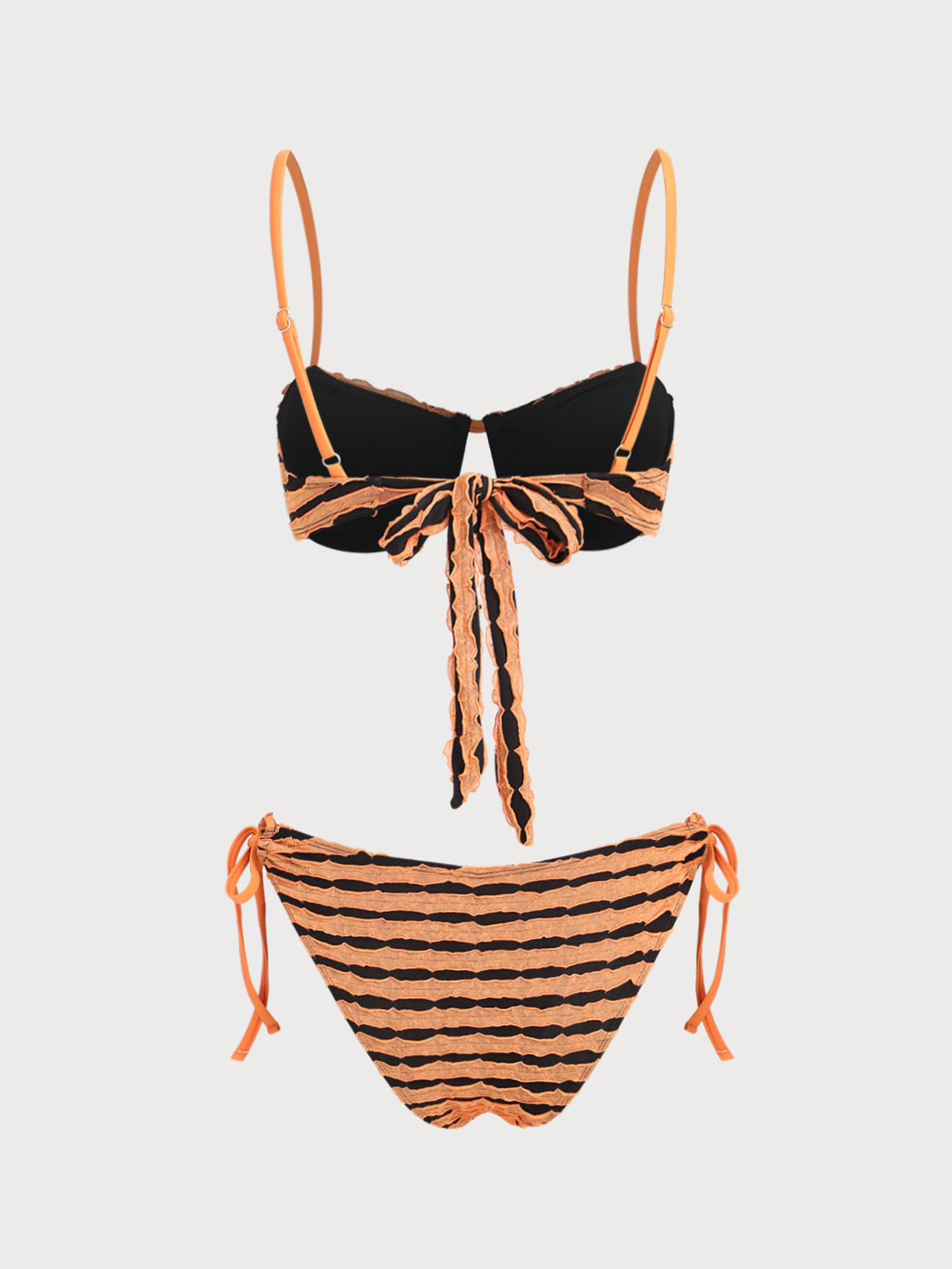 Orange Knit Contrast Underwire Bikini Set