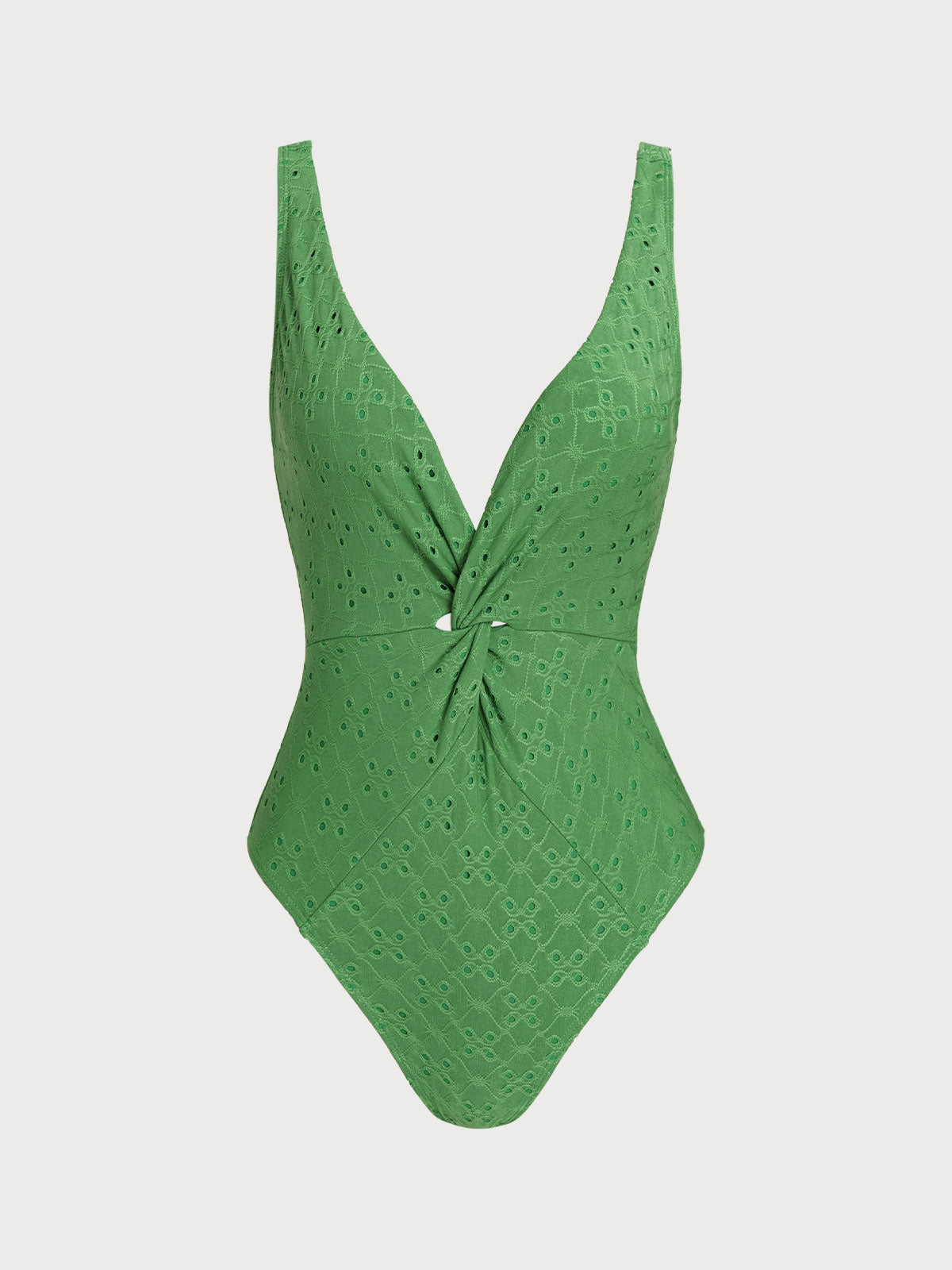 Green Deep V Twist One-Piece Swimsuit