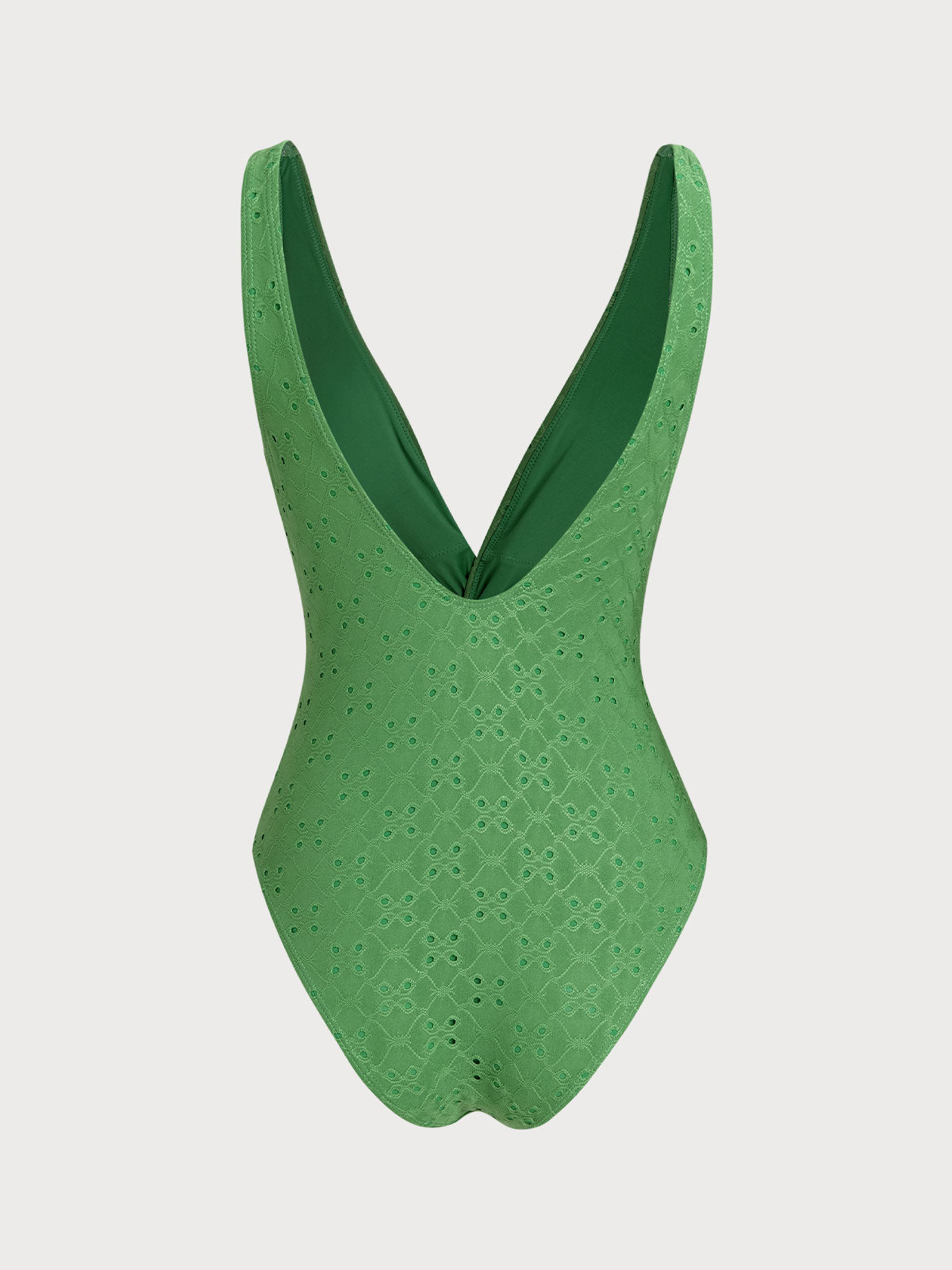 Green Deep V Twist One-Piece Swimsuit