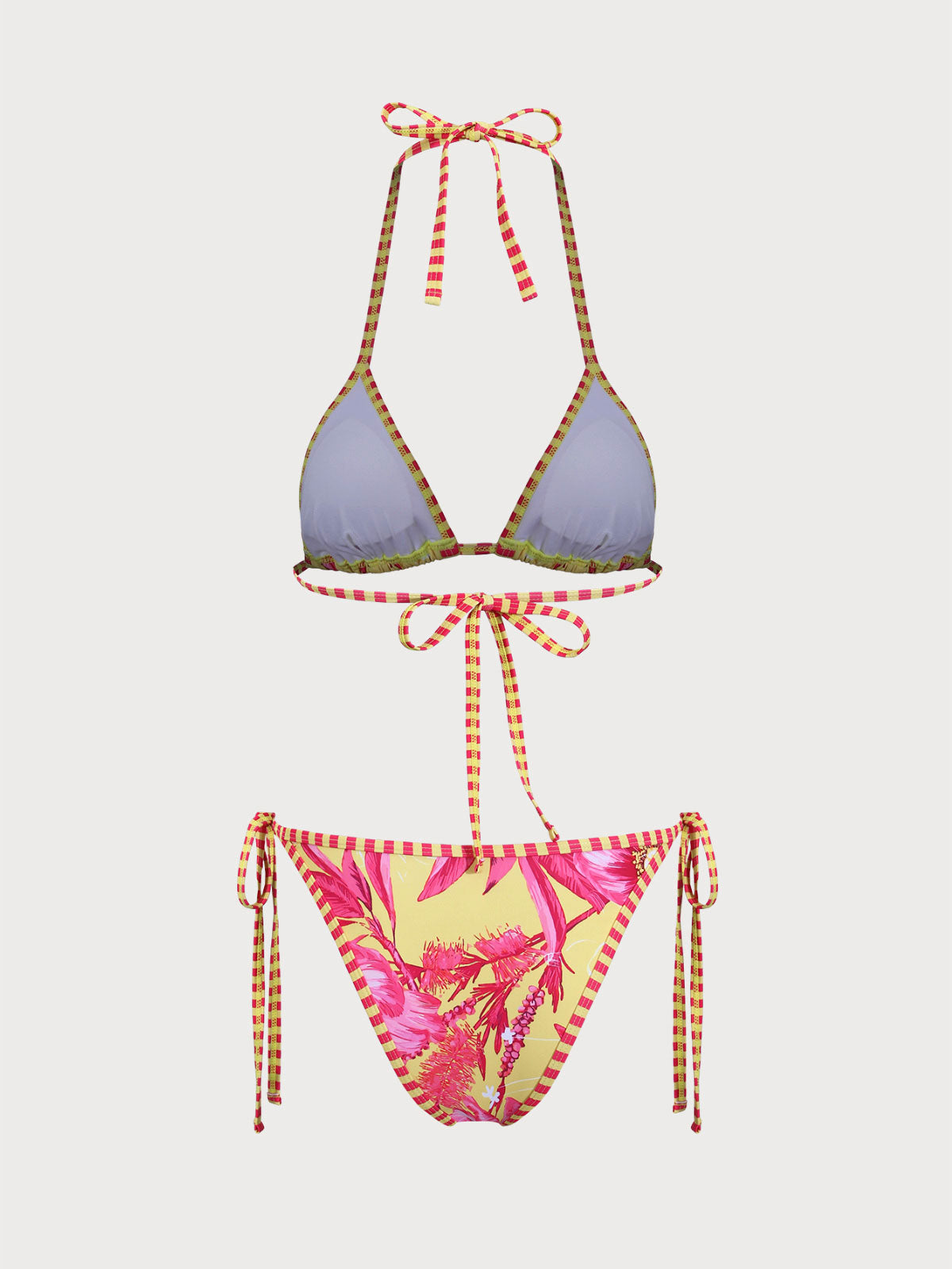 Yellow Floral Print Bikini Set