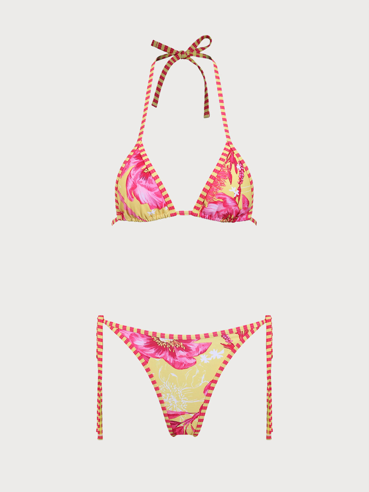 Yellow Floral Print Bikini Set
