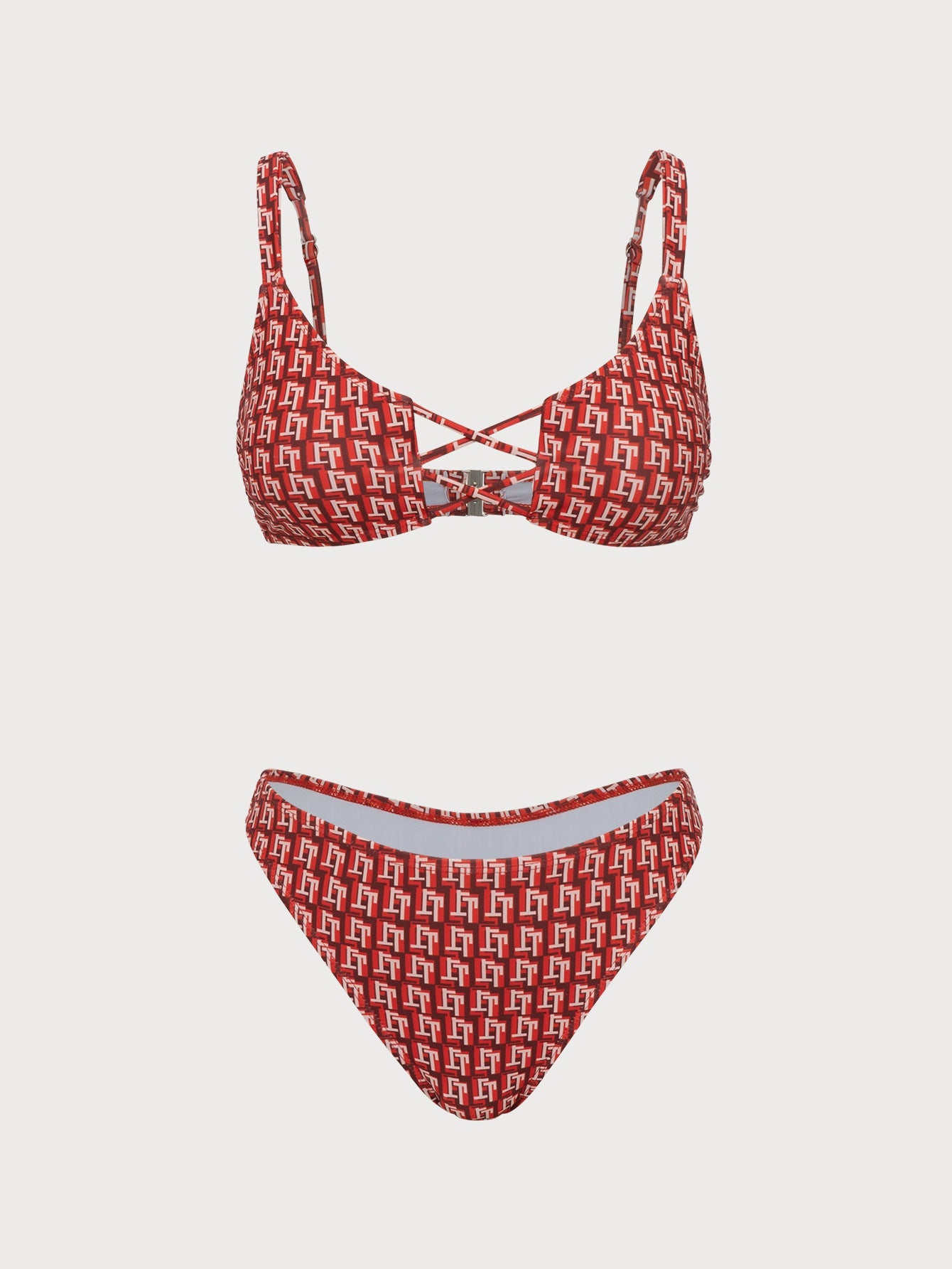 Orange Crossover Cutout Bikini Set
