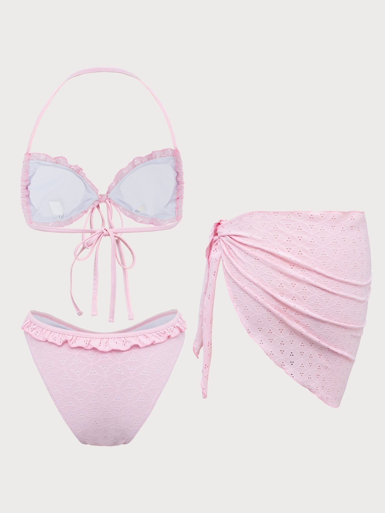 Pink Front Tie Ruffle Bikini Set