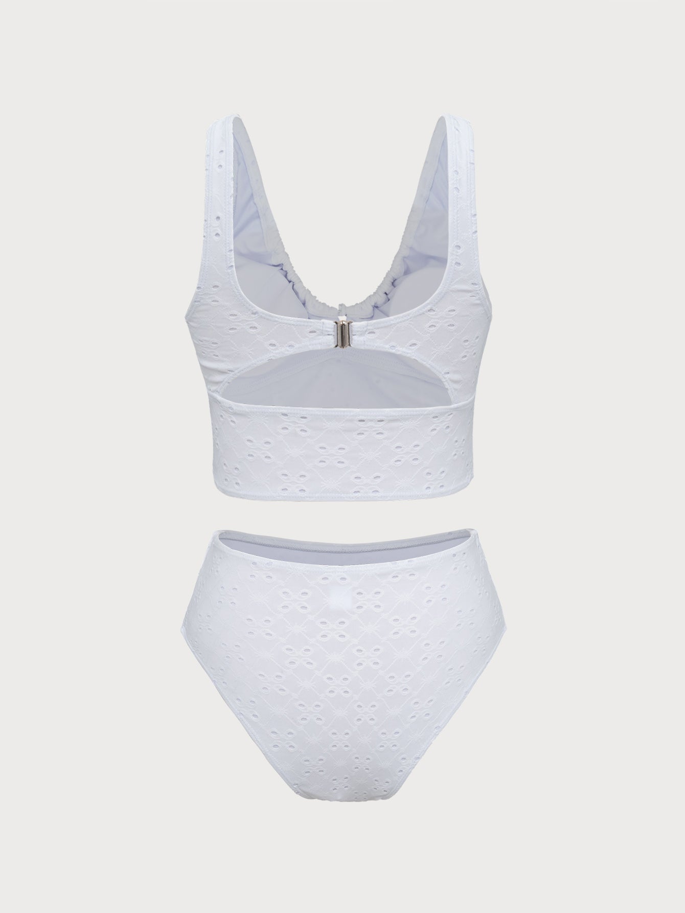 White Front Tie V-Neck Tankini Swimsuit