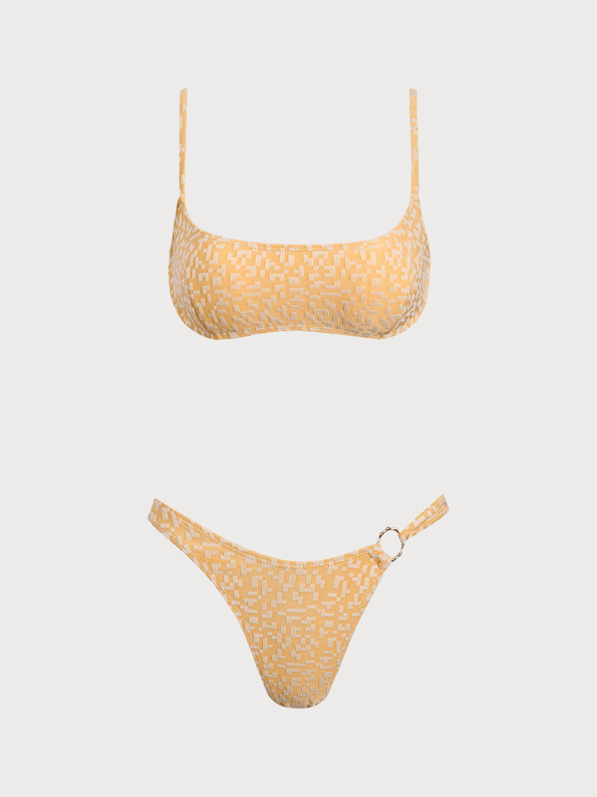 Yellow Geometric Two-Tone Bikini Set