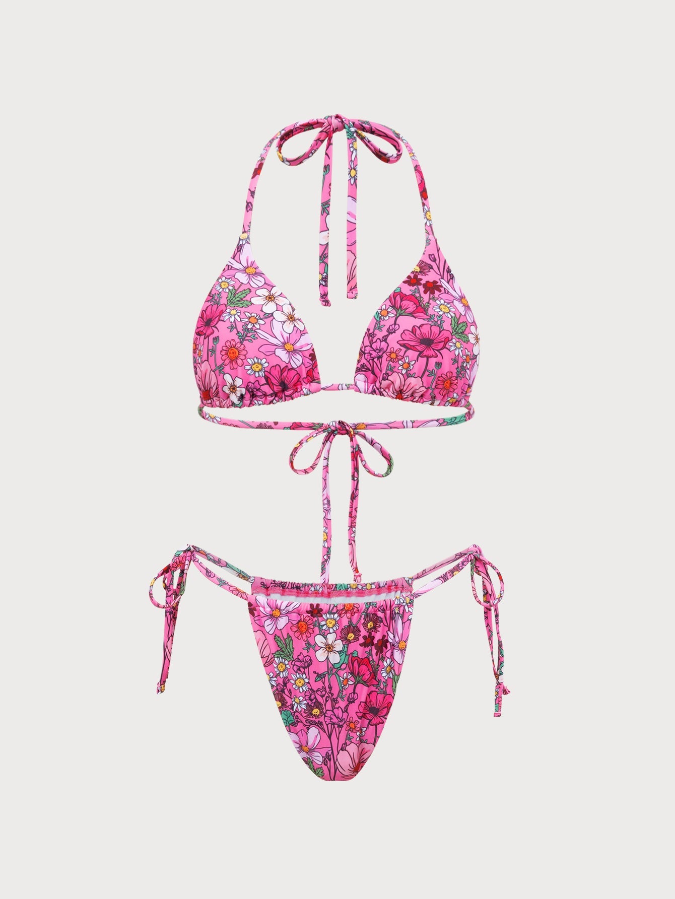 Pink Girly Print Bikini Set