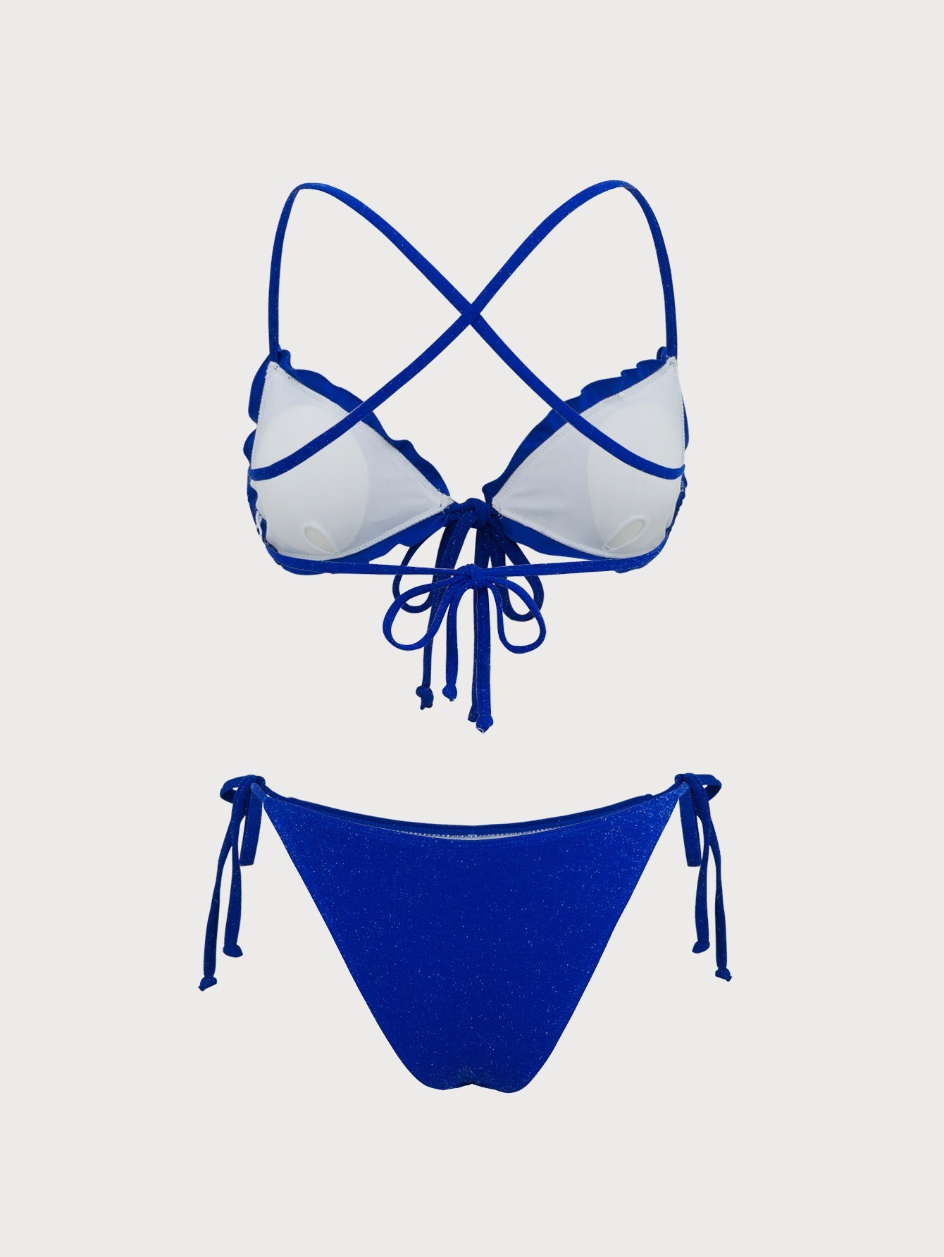 Blue Glitter Drawstring Bikini Set