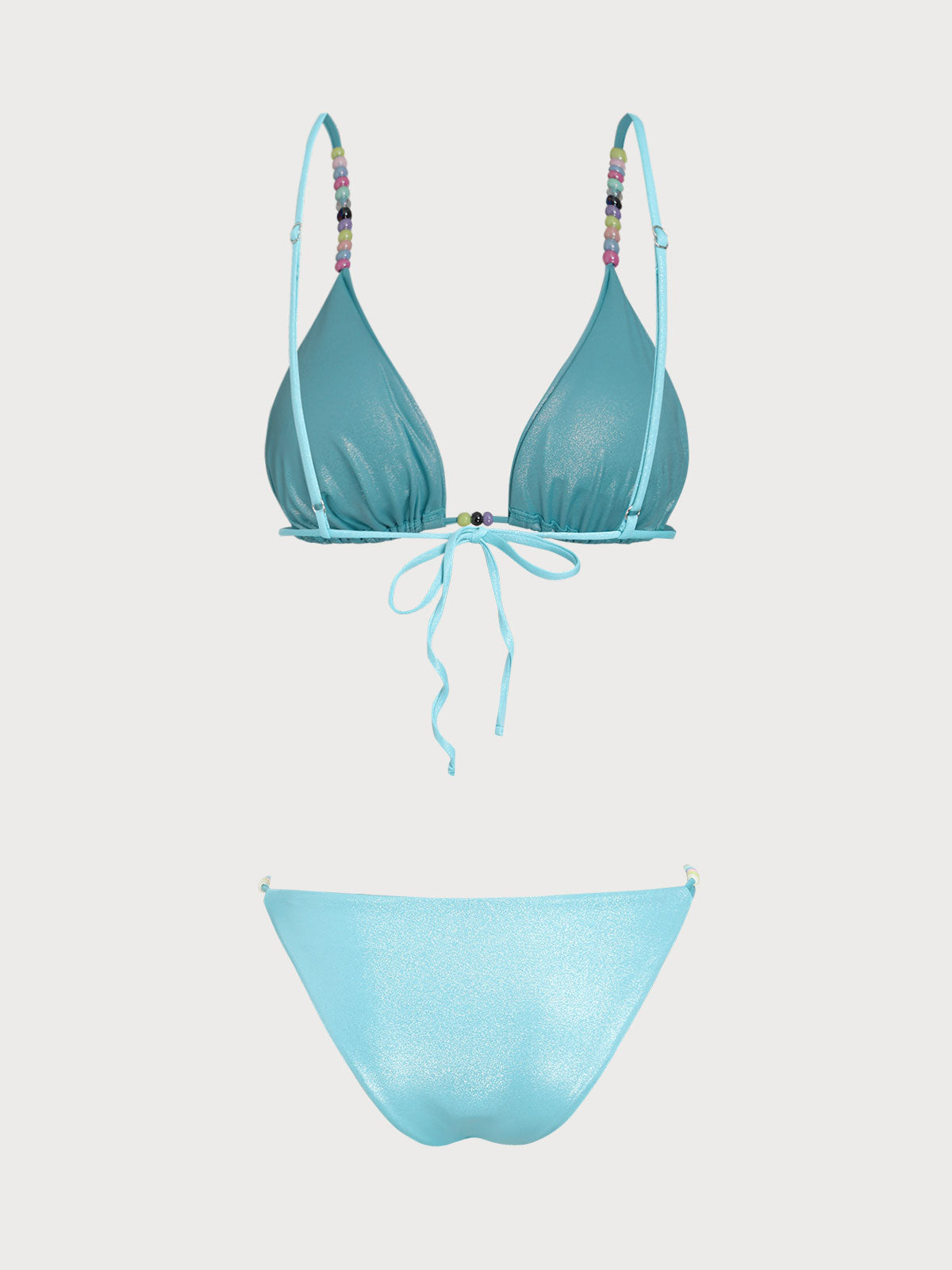 Blue Glitter Color Beaded Bikini Set