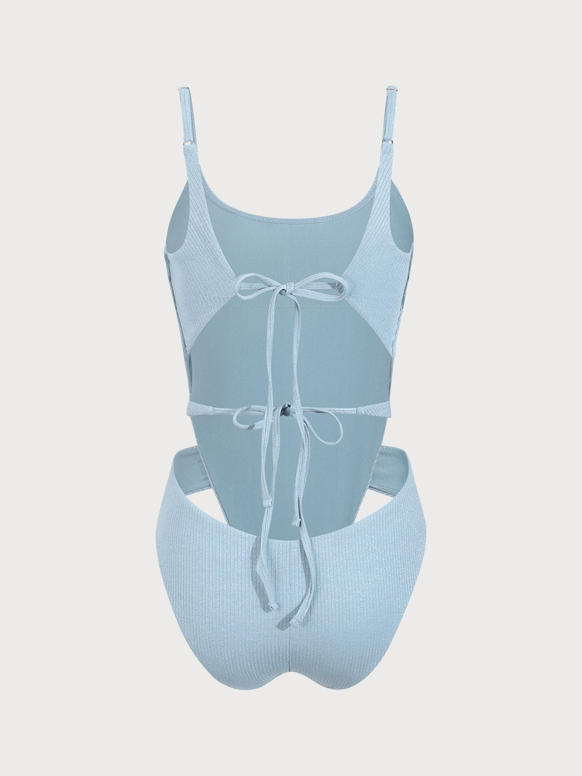 Blue Lurex Backless One-Piece Swimsuit