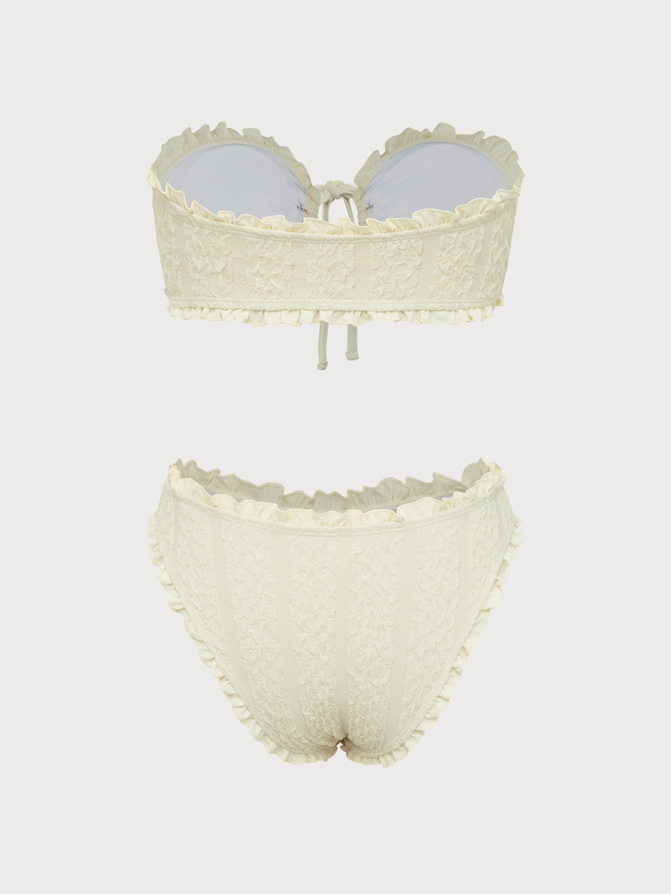 Off White Hollow Binding Bikini Set