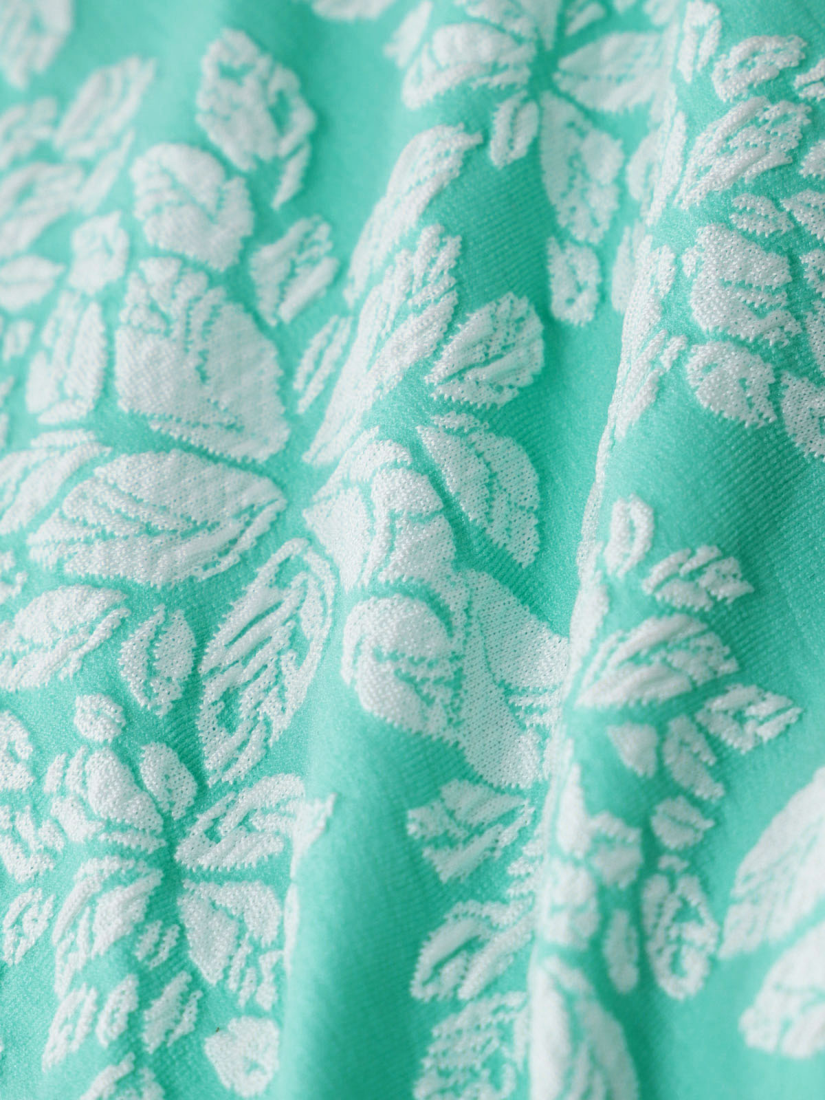 Cyan Jacquard Contrast Tankini Set