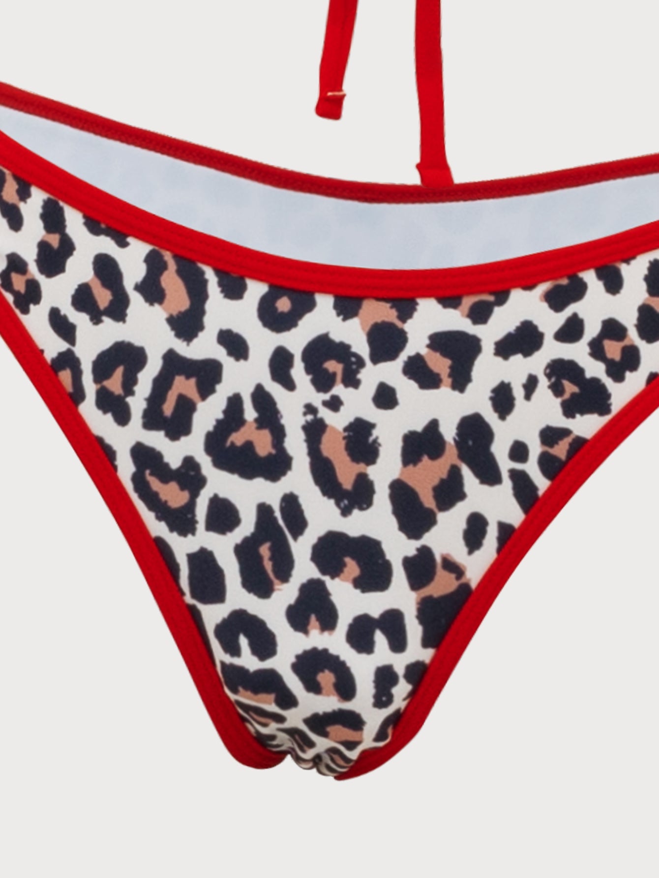 Brown Contrasting Halter Bikini Set