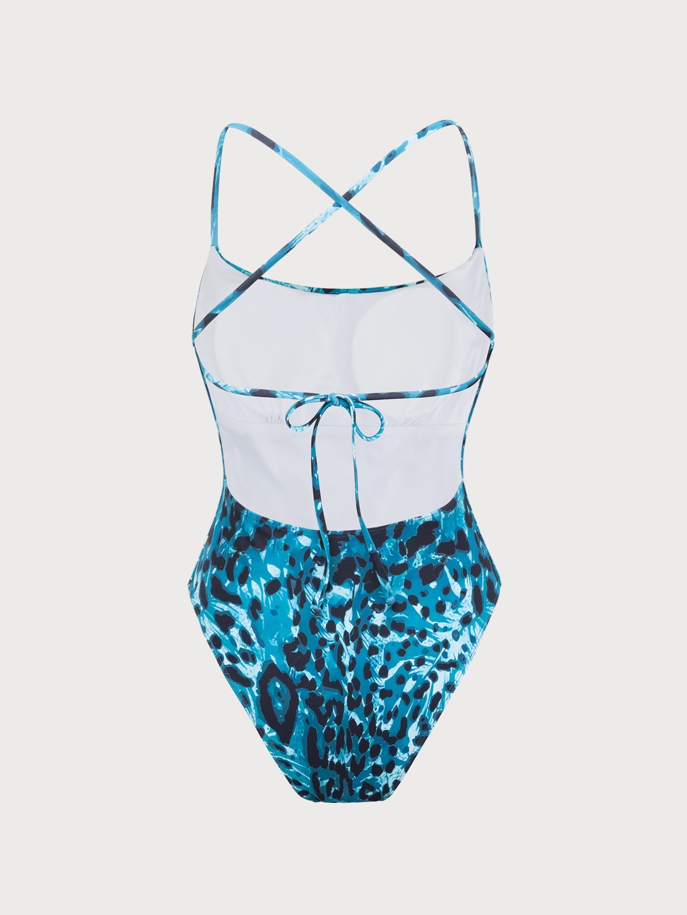 Blue Leopard Print One Piece Swimsuit