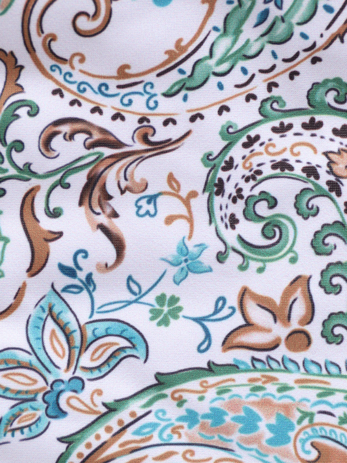Green Paisley Print Contrast Bow Bikini Set