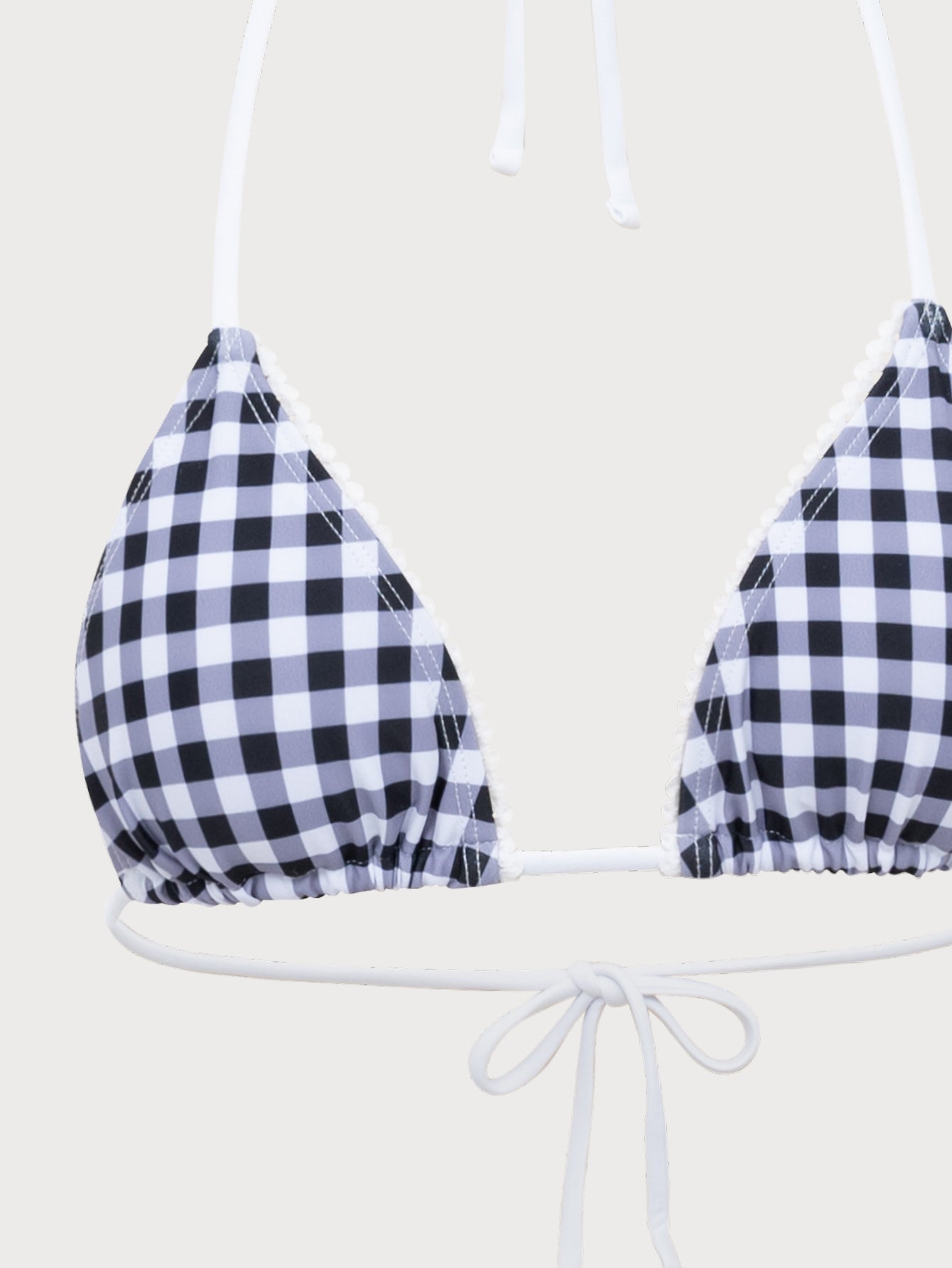 Black Plaid Halter Bikini Set