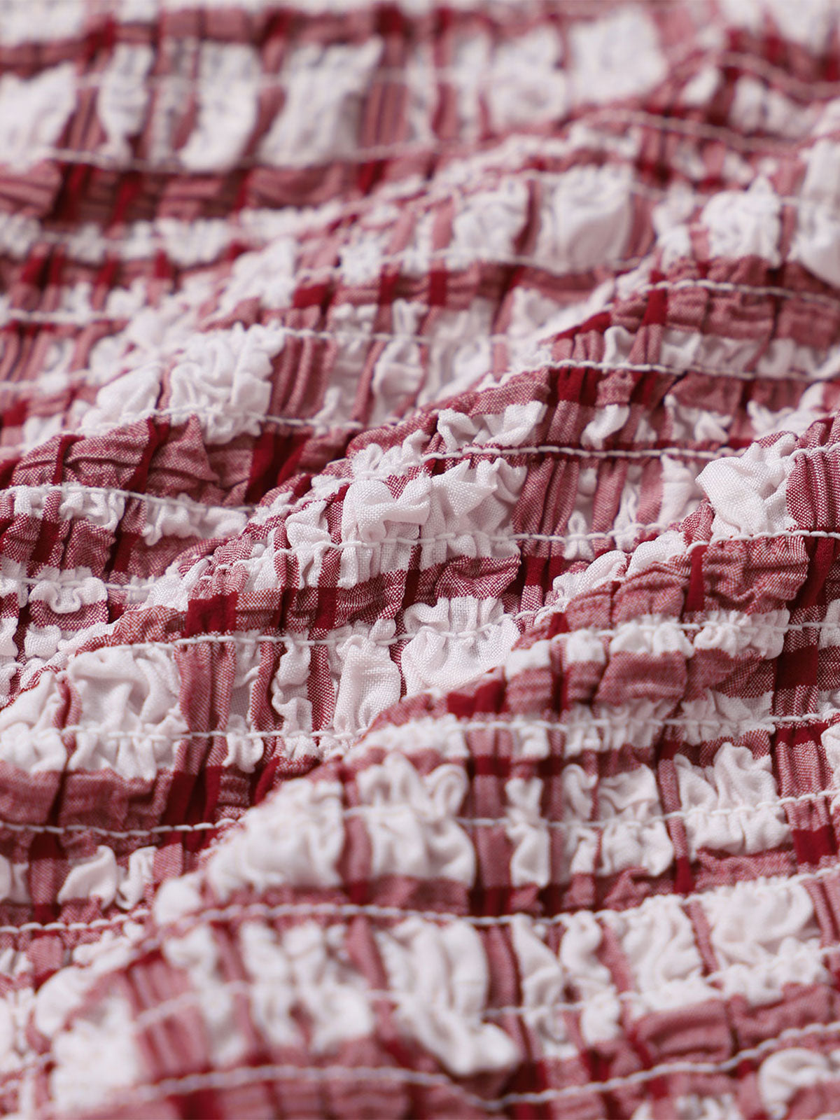 Red Plaid Ruched Tankini Swimsuit