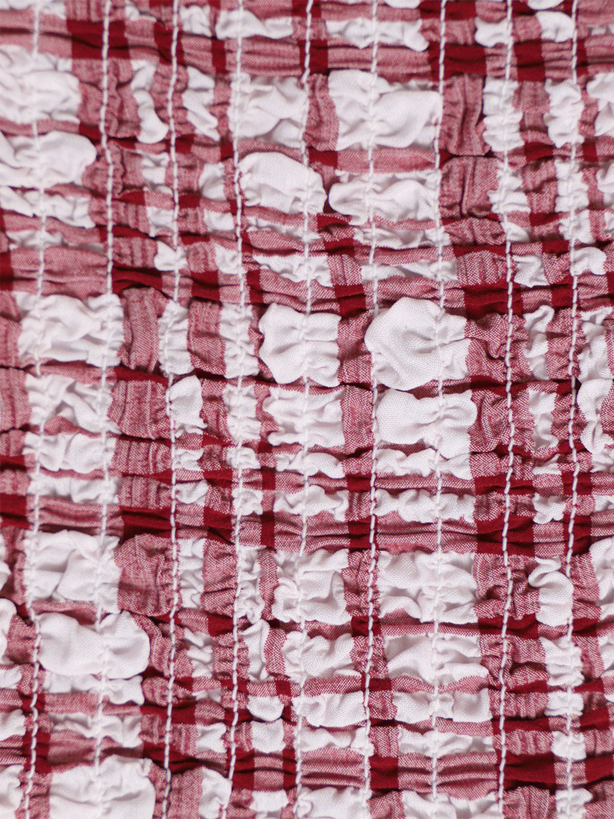 Red Plaid Ruched Tankini Swimsuit
