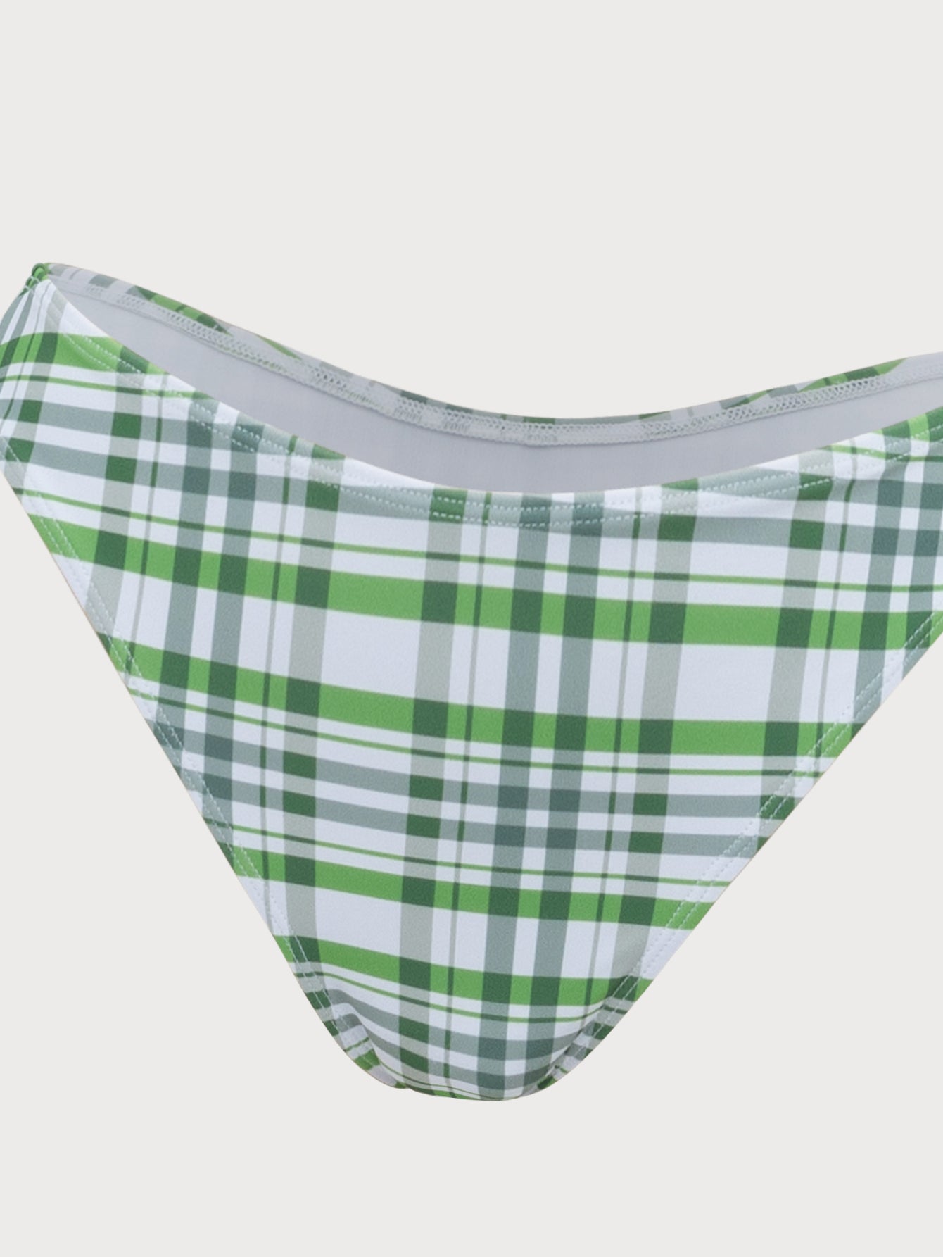 Greeb Plaid Ruched Bikini Set