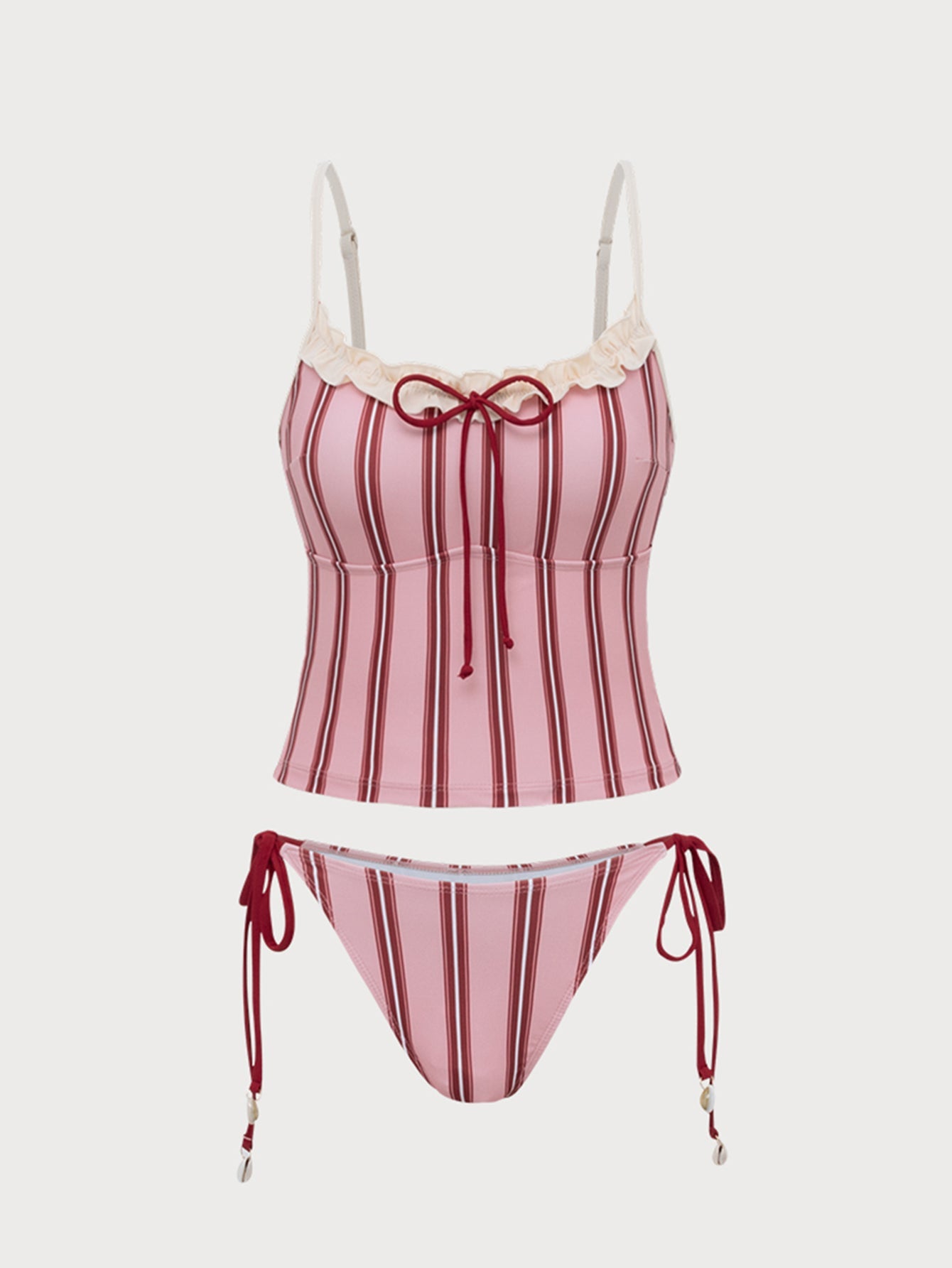 Pink Printed Ruffle Tankini Swimsuit