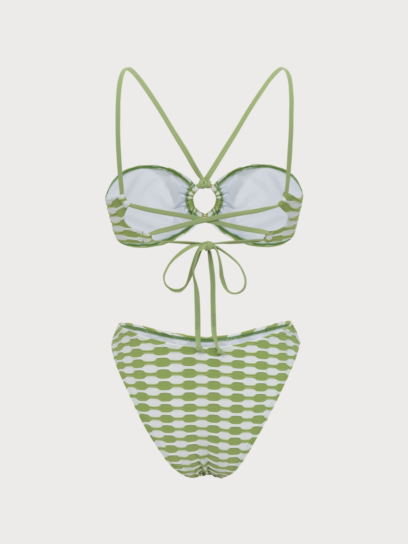 Green O-Ring Contrast Bikini Set