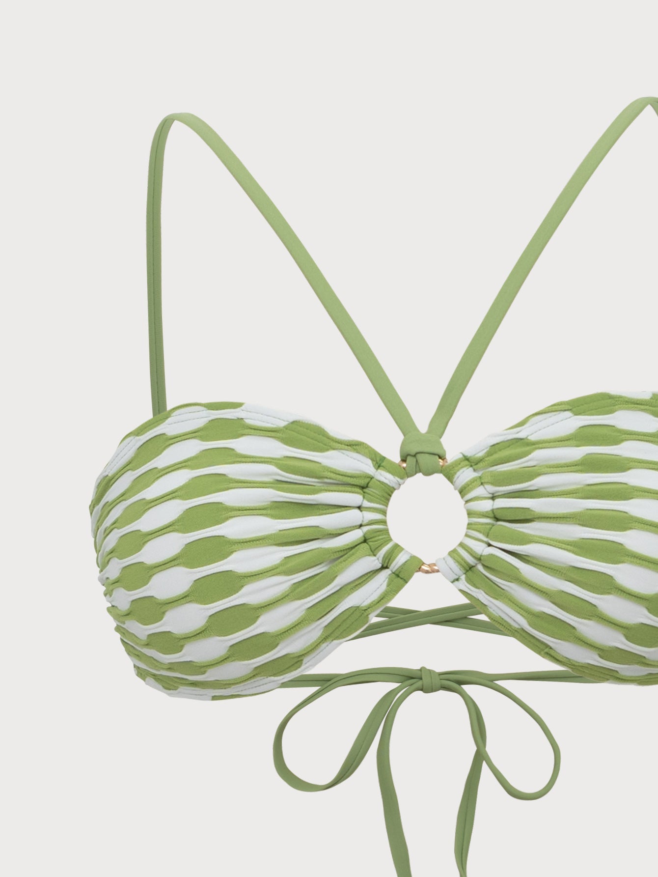 Green O-Ring Contrast Bikini Set