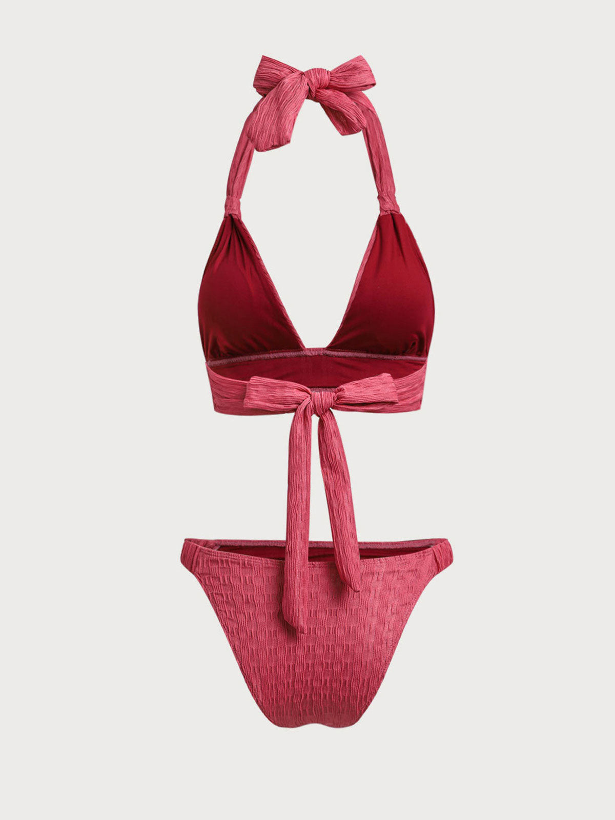 Rose Red Ruched Bikini Set