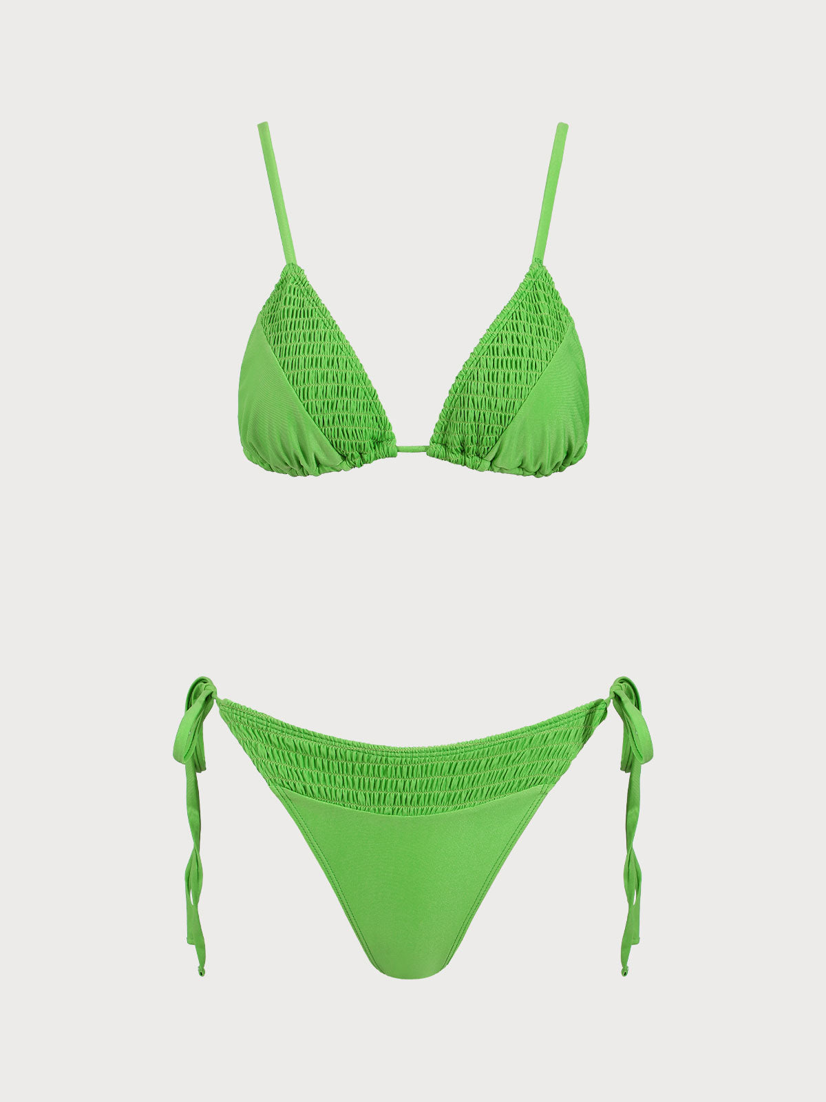 Green Ruched Bikini Set