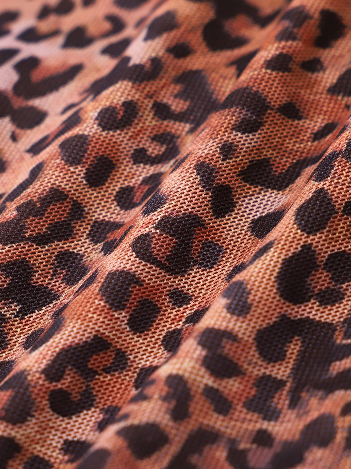 Brown Shirred Leopard Print Tankini Swimsuit