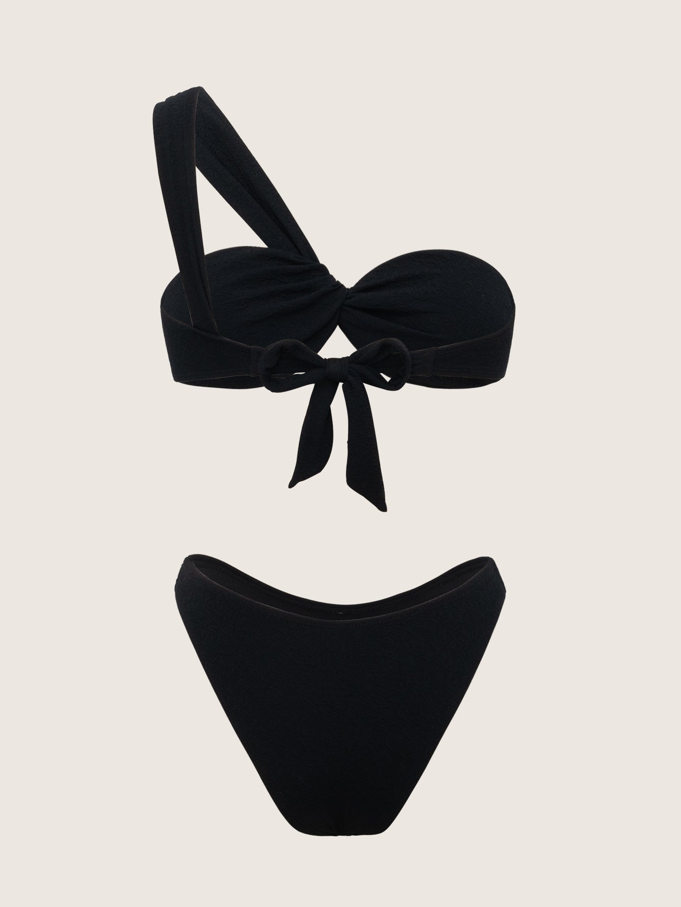 Black One shoulder Bikini Set