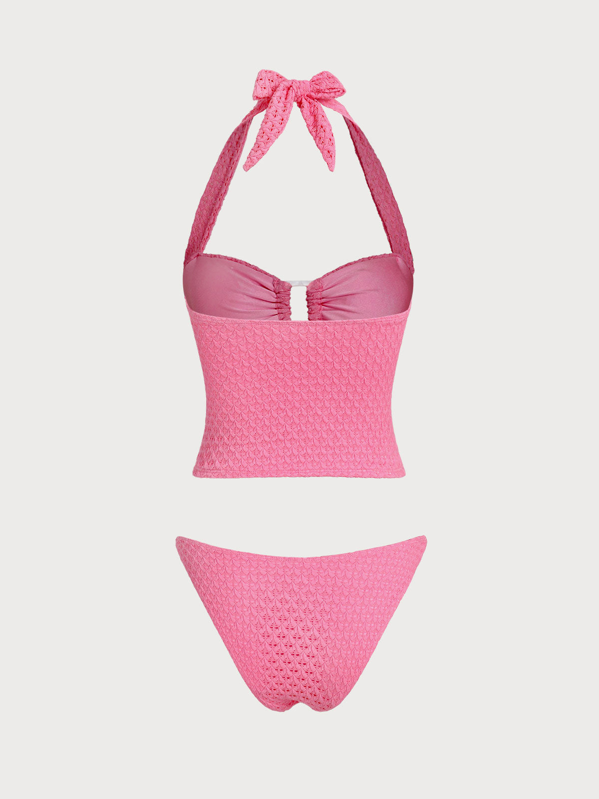 Pink Square Mesh Tankini Set