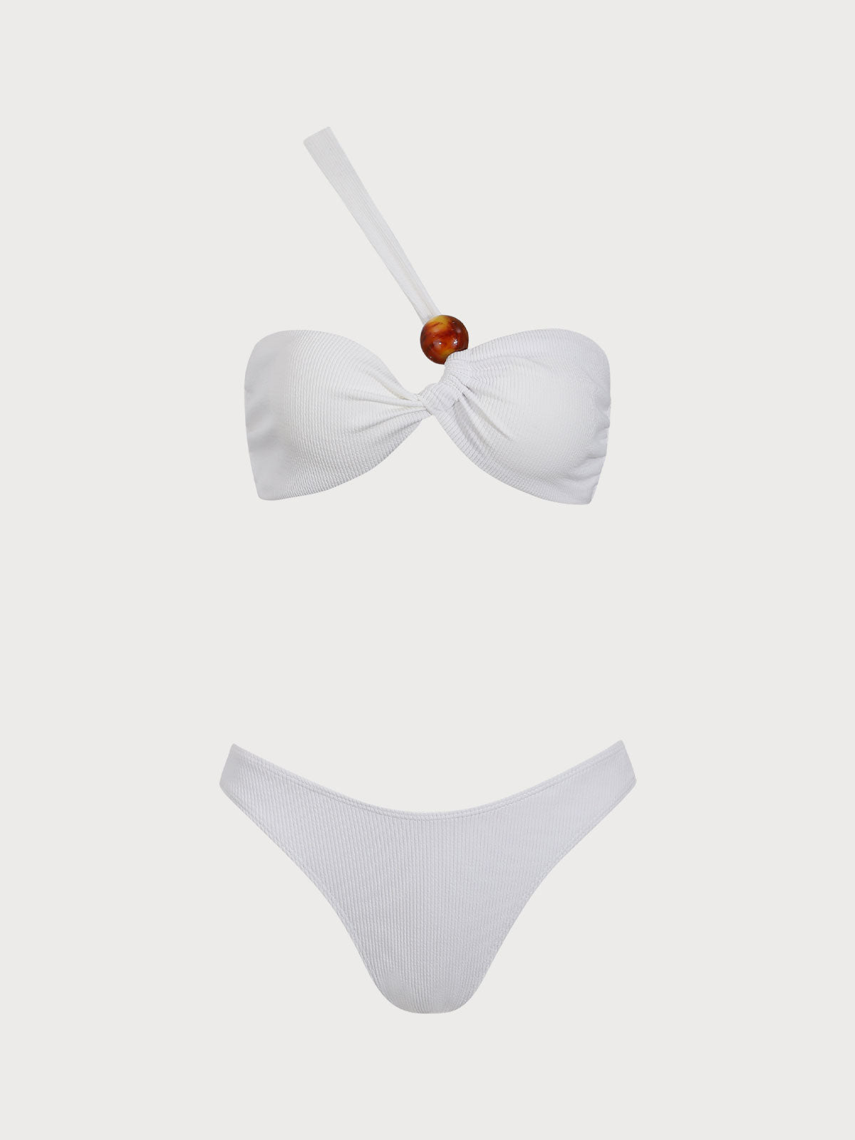 White One Shoulder Bikini Set