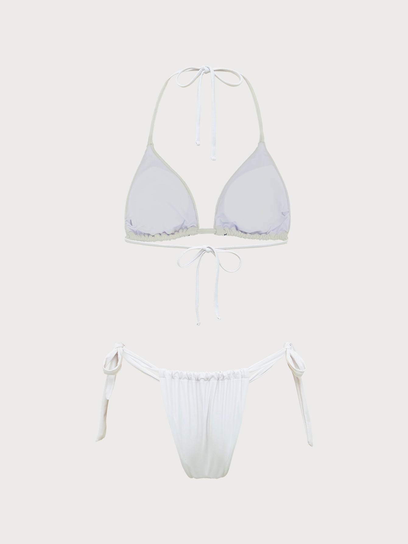 White Tropical Print Bikini Set
