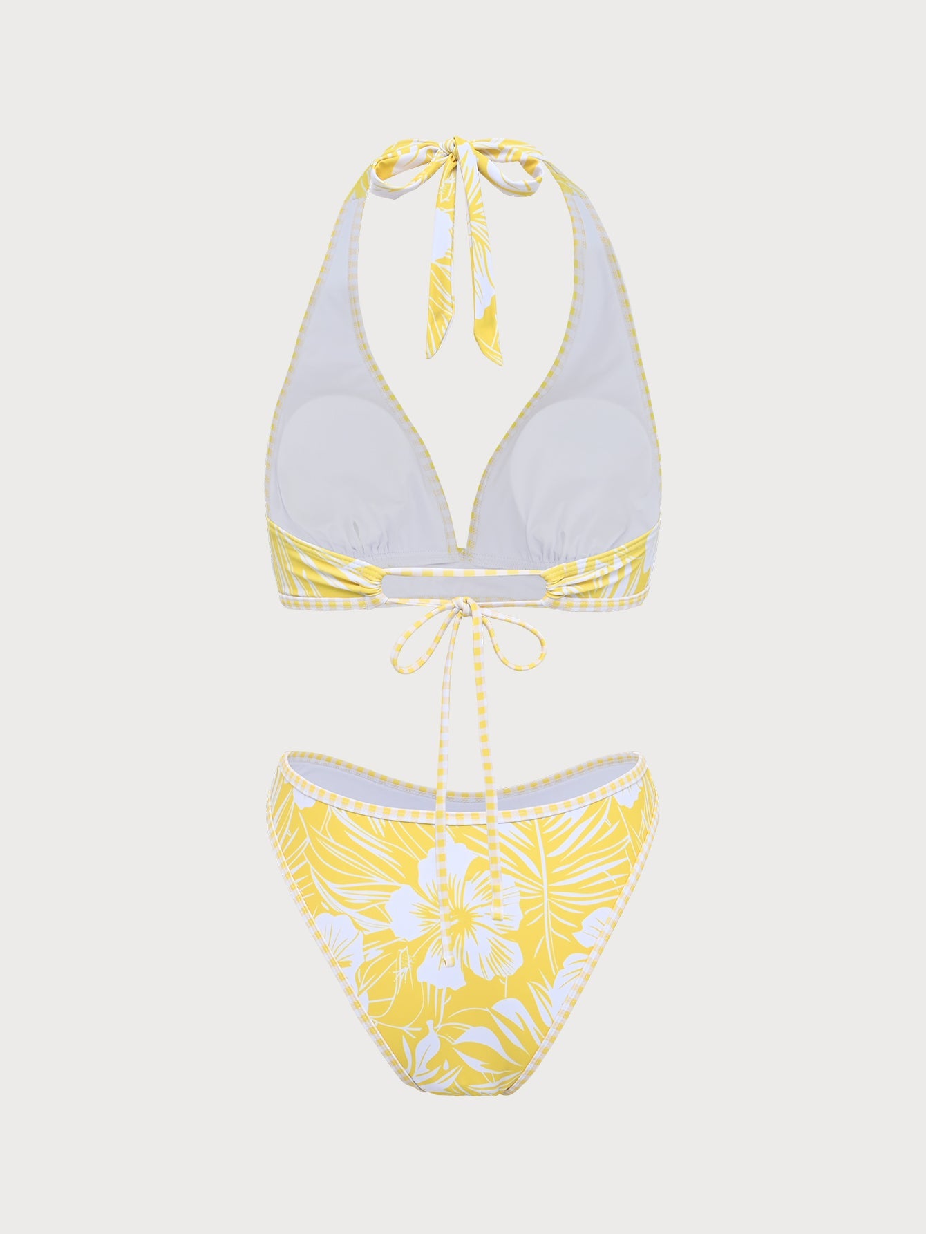 Yellow Tropical Print Bikini Set