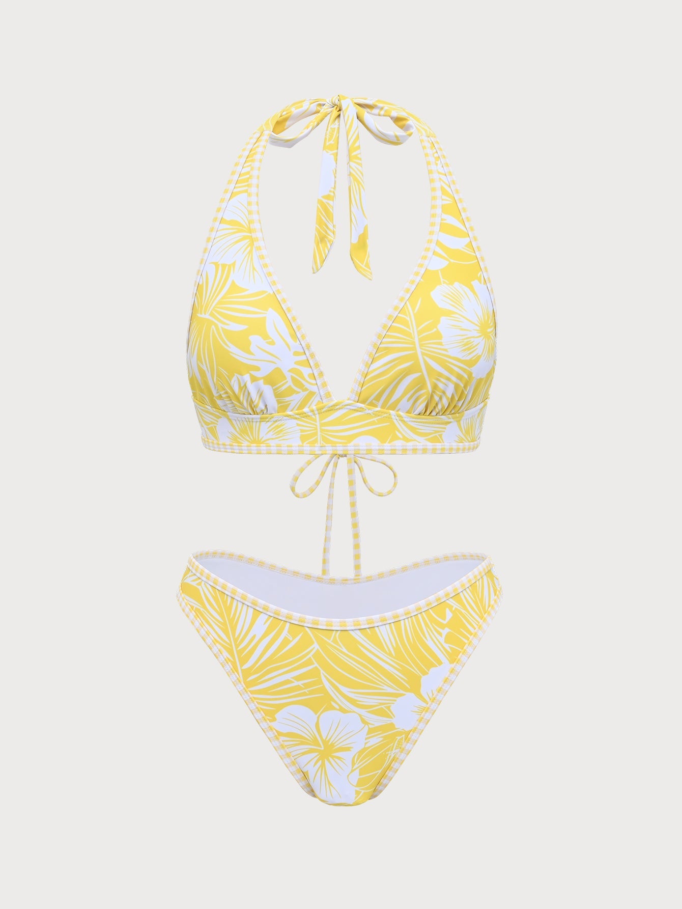 Yellow Tropical Print Bikini Set