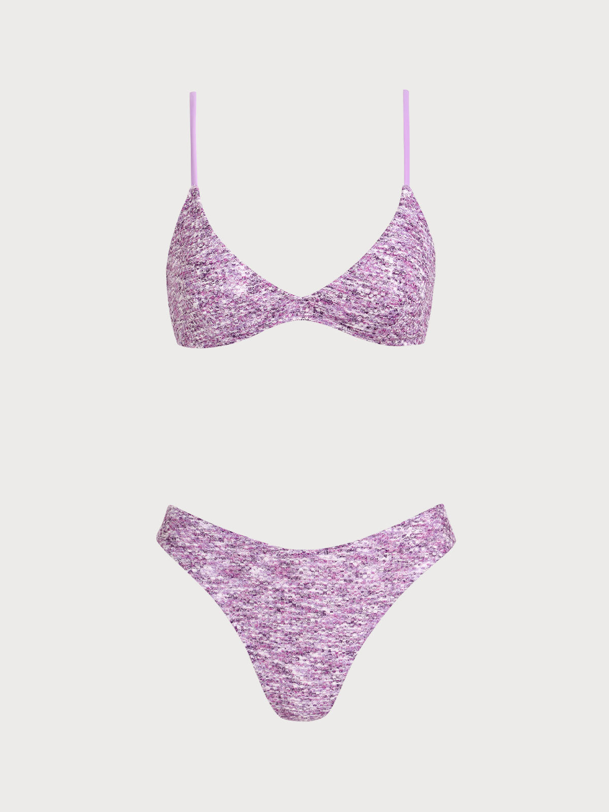 Purple Two-Tone Crochet Bikini Set