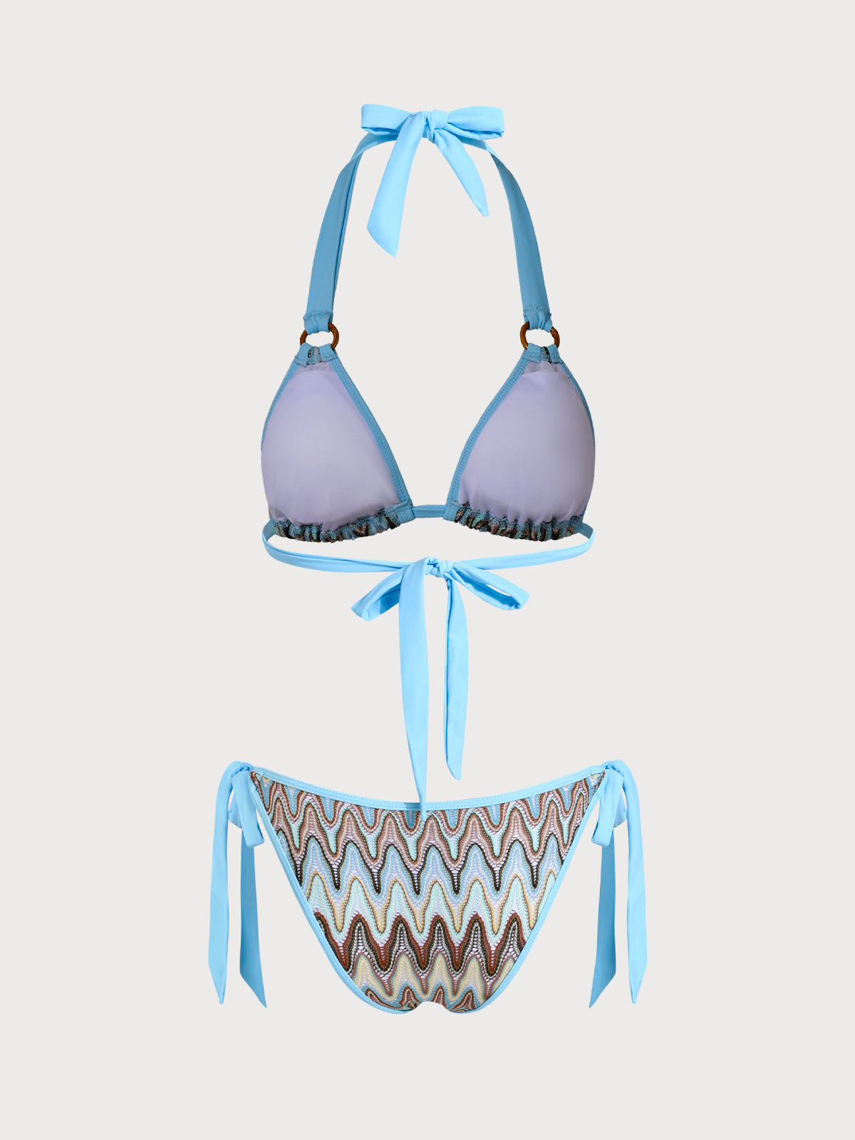 Blue Vintage Contrast Glitter Mesh Bikini Set