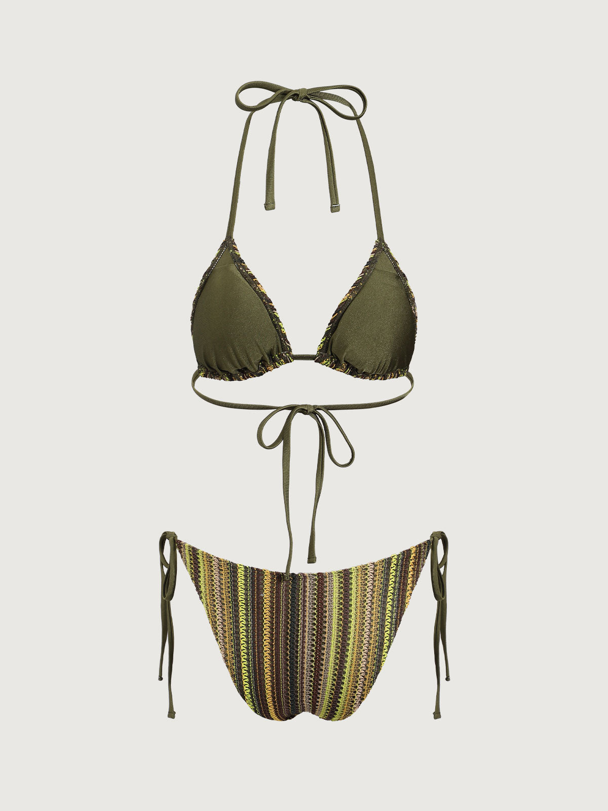 Green Vintage Mesh Halter Bikini Set