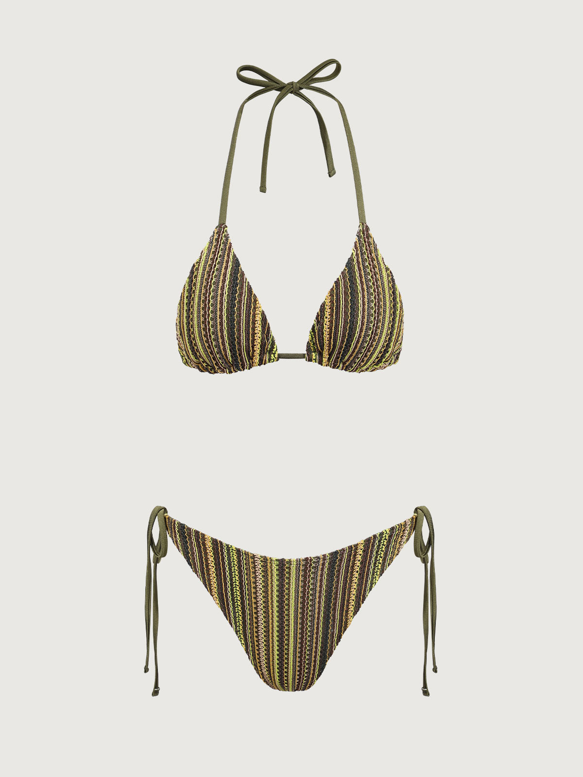 Green Vintage Mesh Halter Bikini Set