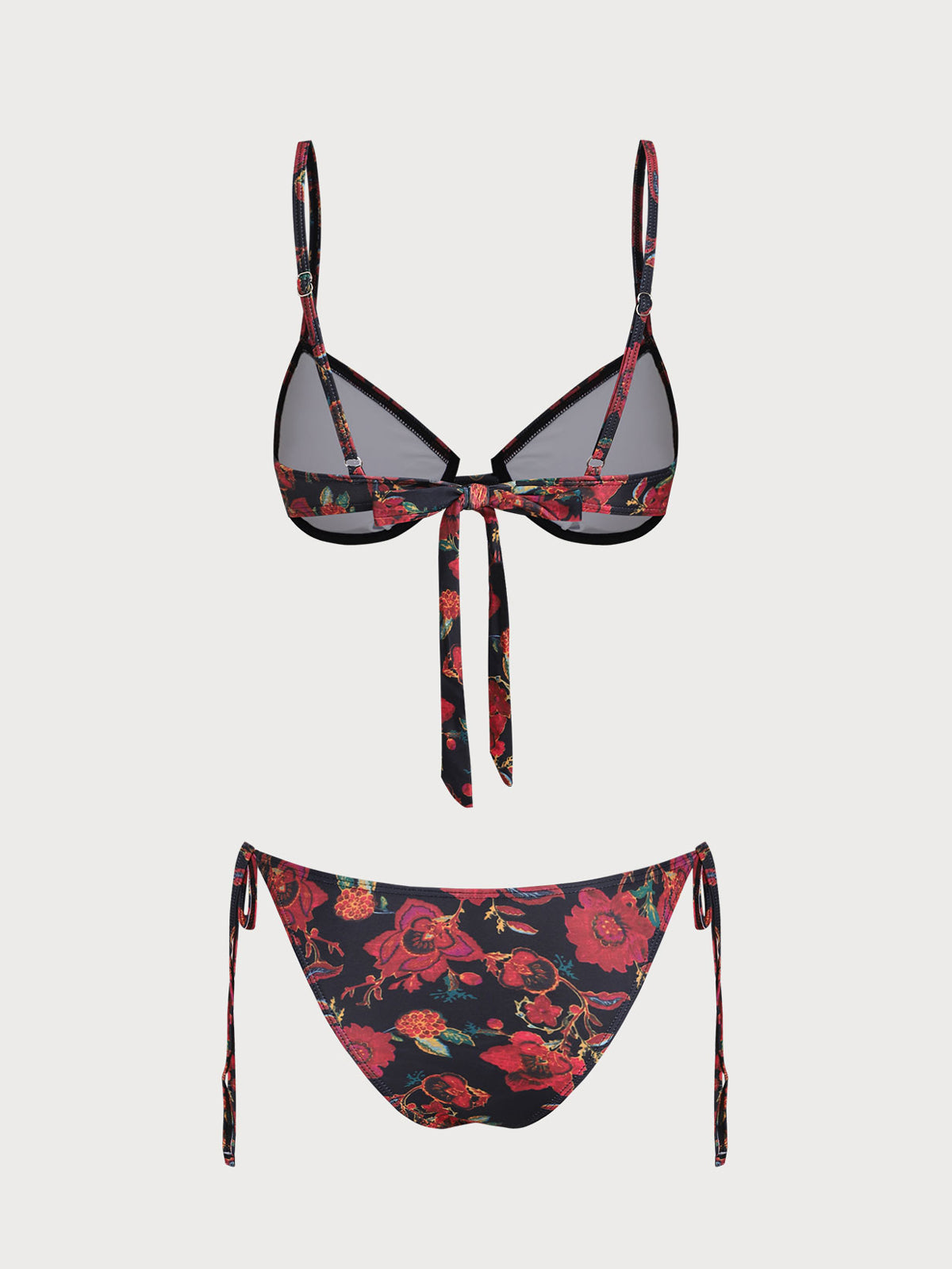 Black Vintage Print Underwire Bikini Set