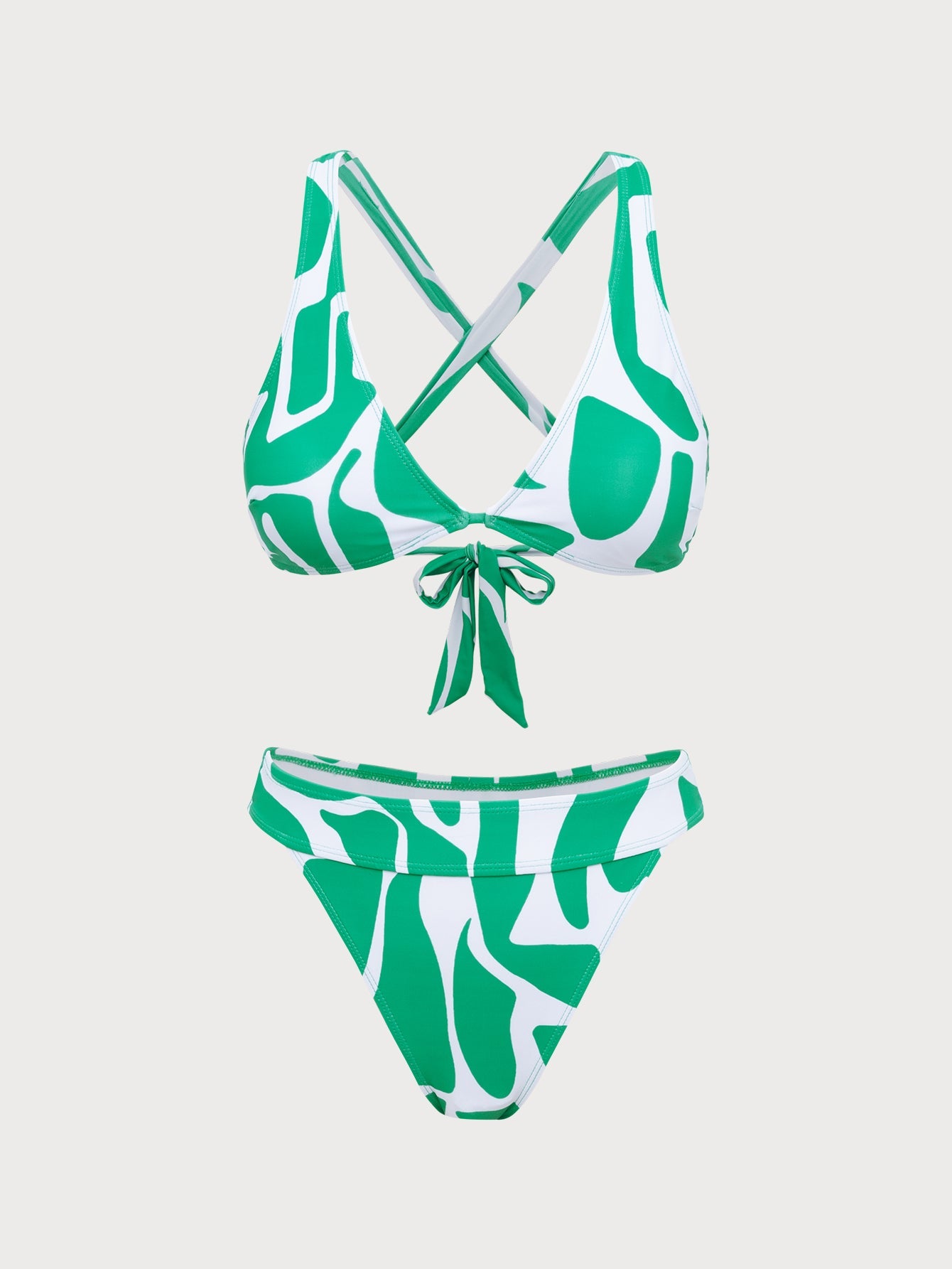 Green X Cross Vintage Tropical Bikini Set