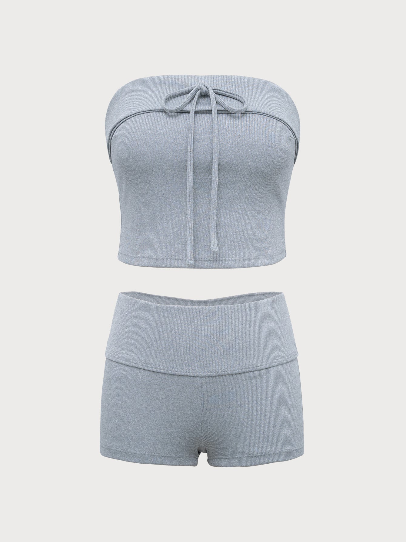 Grey Bandeau Tankini Swimsuit