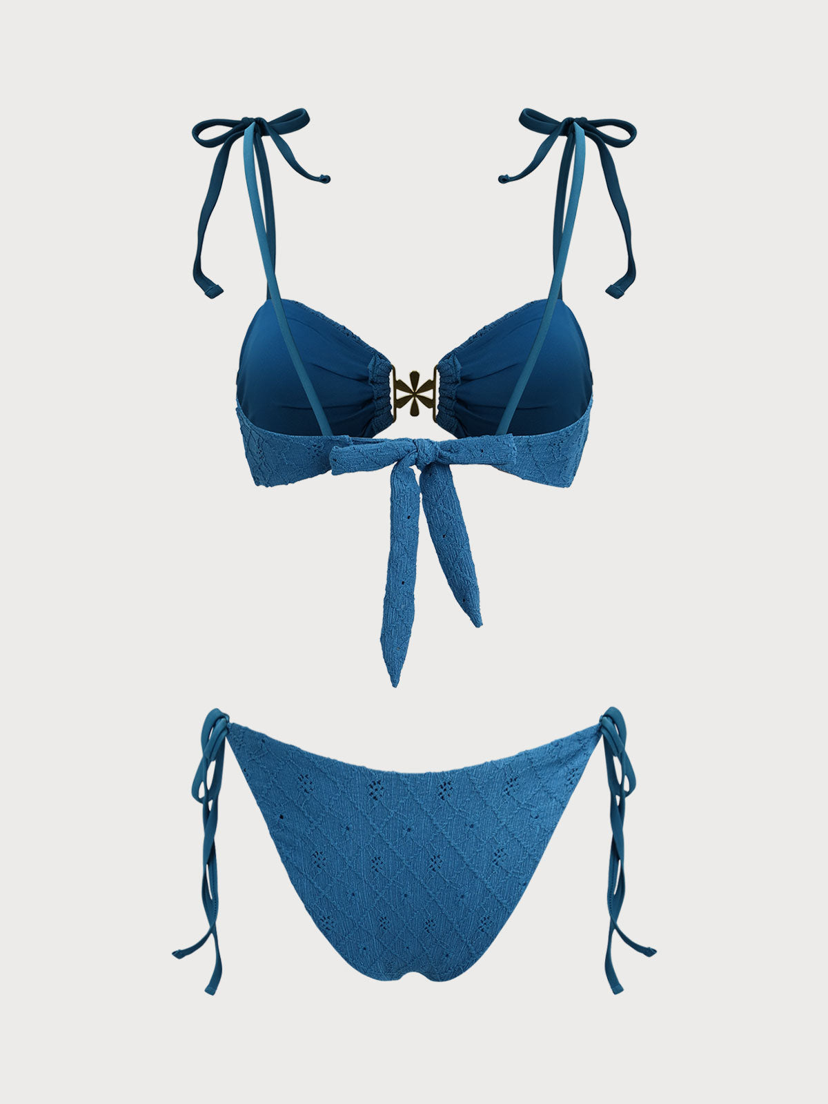 Blue Bow Flower Decoration Bikini Set