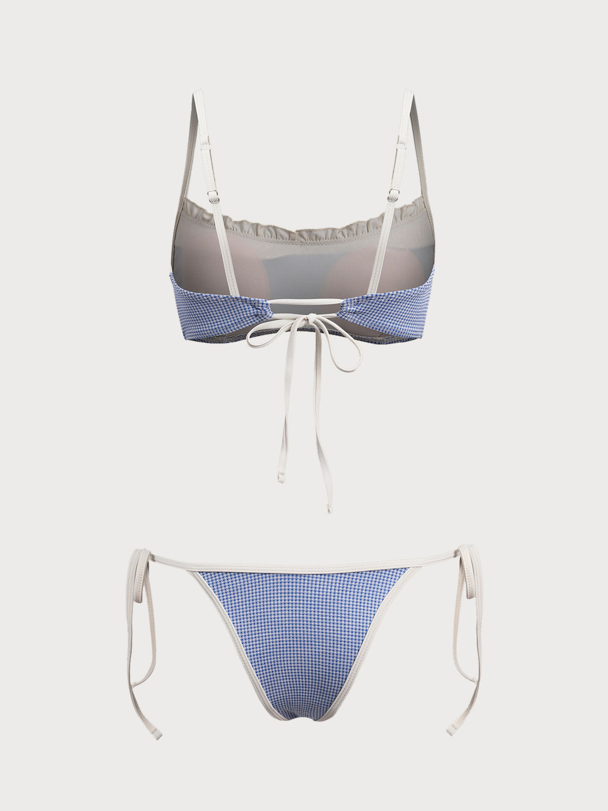 Blue Vintage Small Plaid Bikini Set