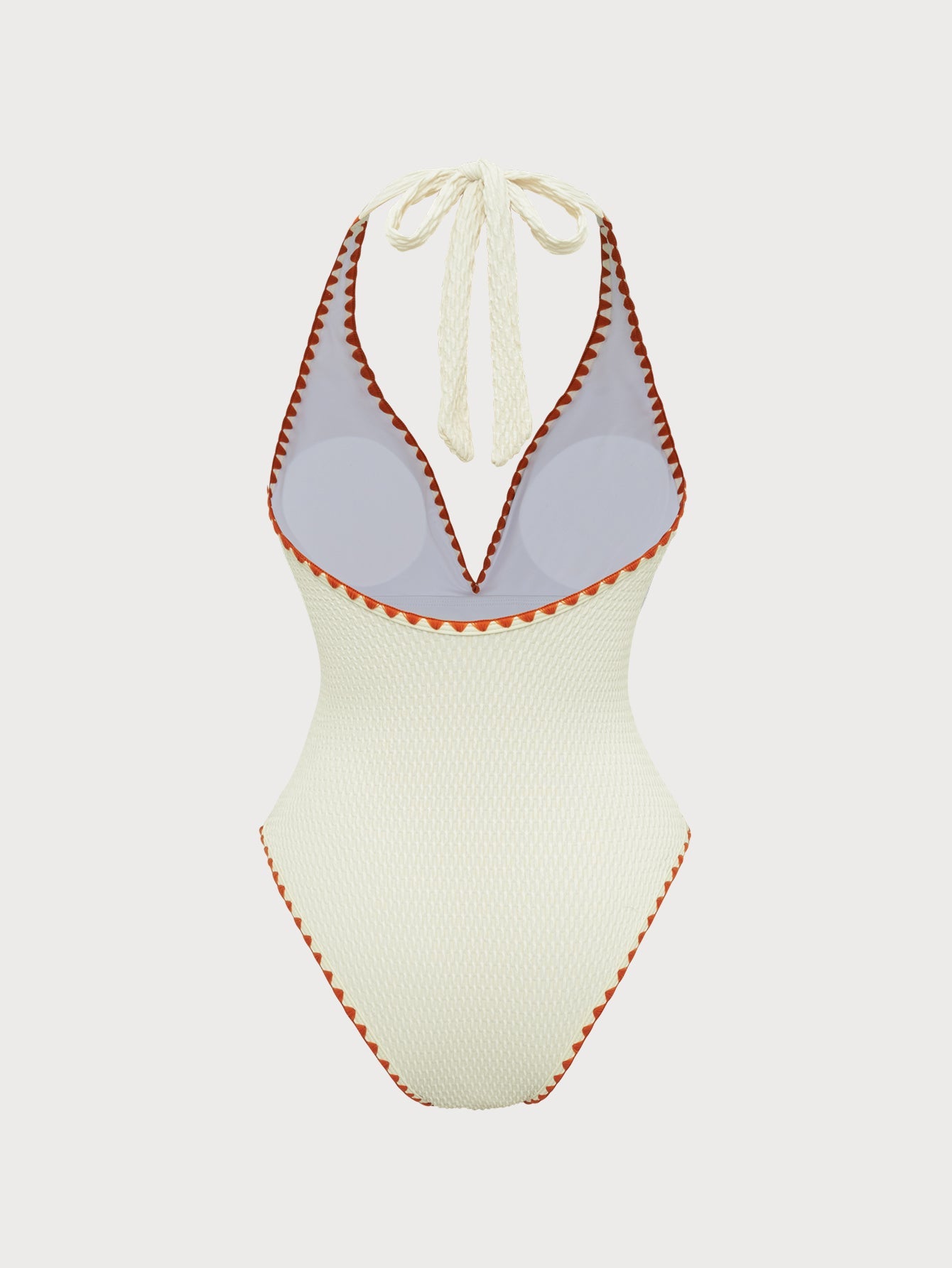 White Contrast Flower Bud One-Piece Swimsuit