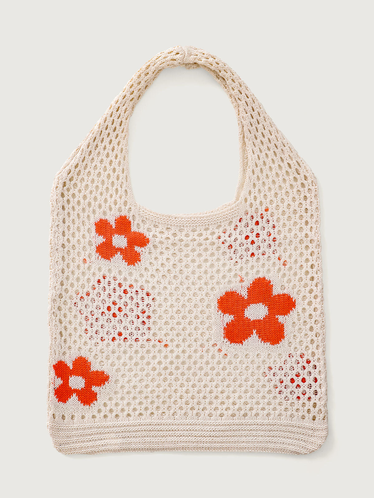 Apricot Contrast Flower Hollow Shoulder Bag