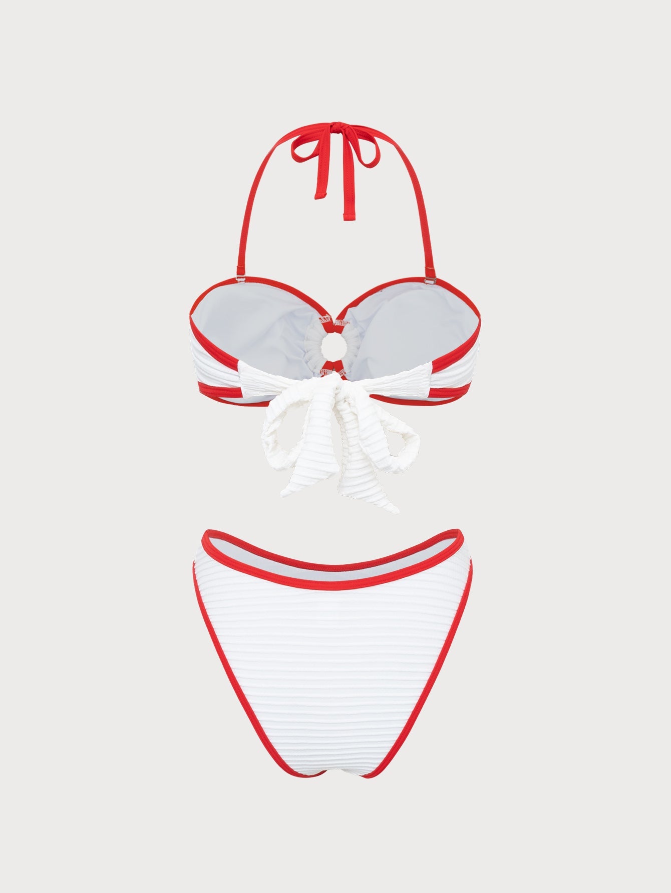 White Contrast Ring Cutout Bikini Set