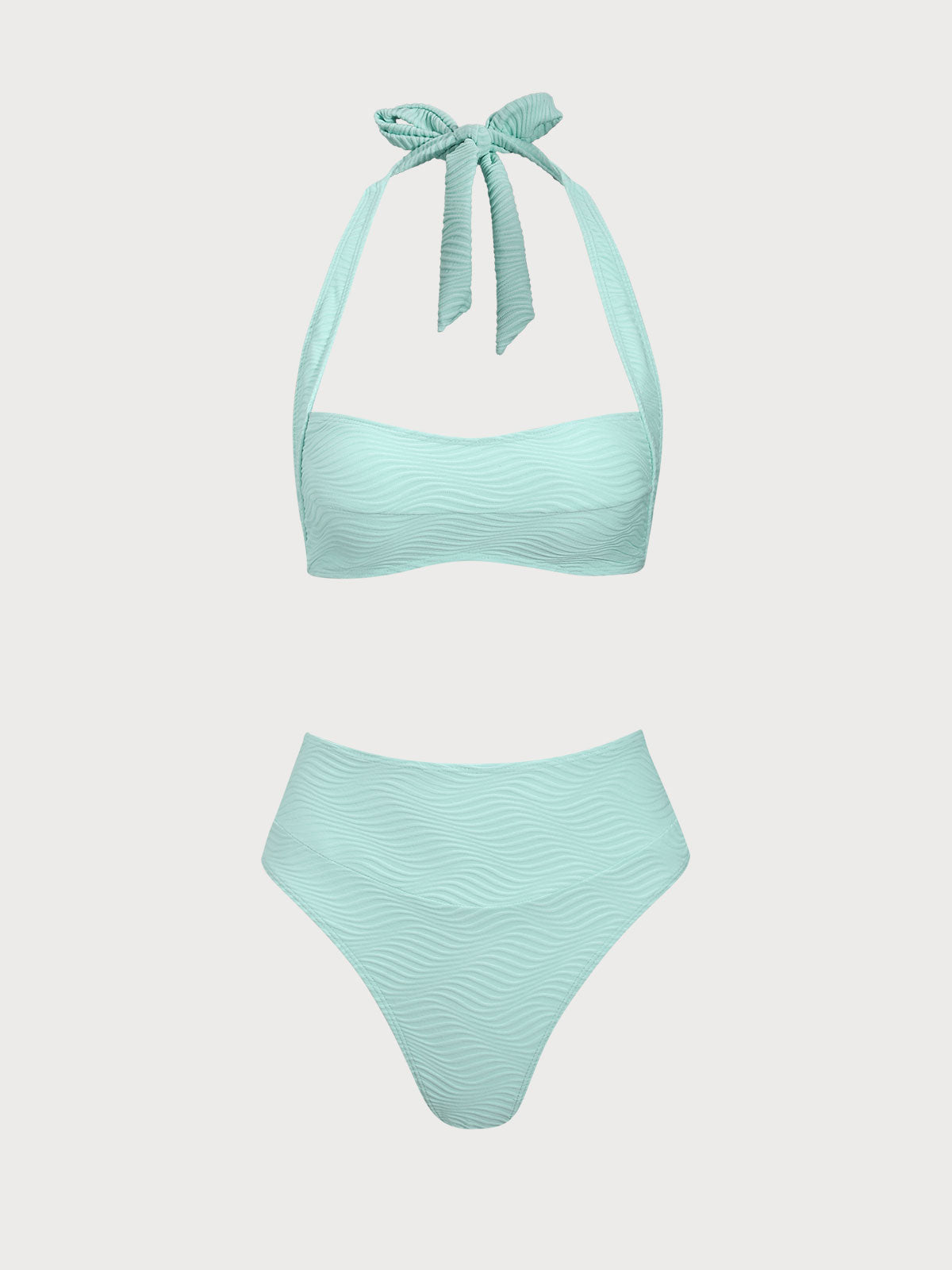 Cyan Geometric Textured Bikini Set