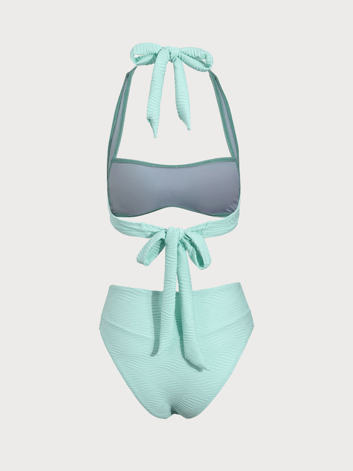 Cyan Geometric Textured Bikini Set