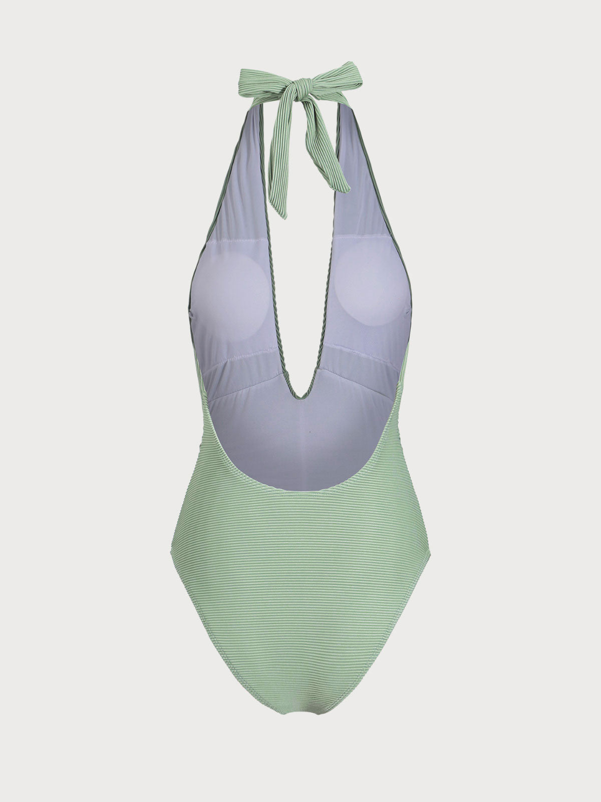 Grey Green Crossover Deep V One-Piece Swimsuit