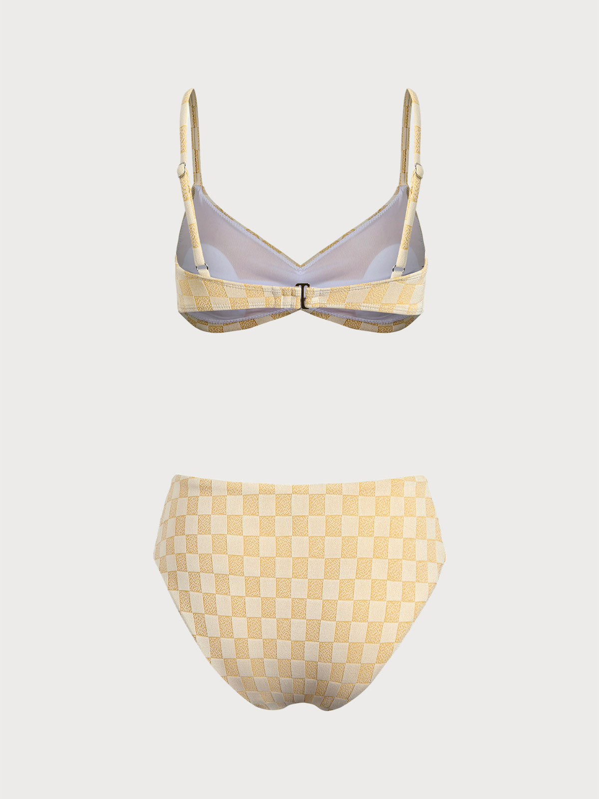 Yellow Crossover Plaid Bikini Set